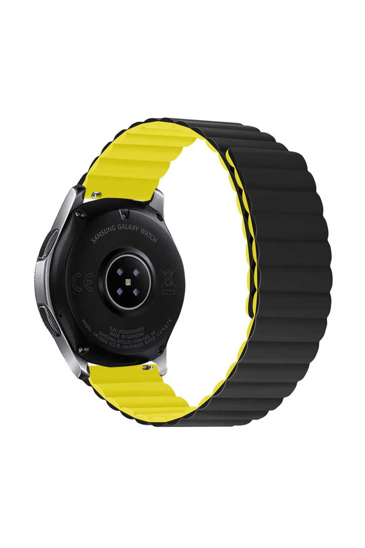 Galaxy Watch Active 2 44mm Uyumlu KRD-52 Zore Kordon-Gri-Sarı