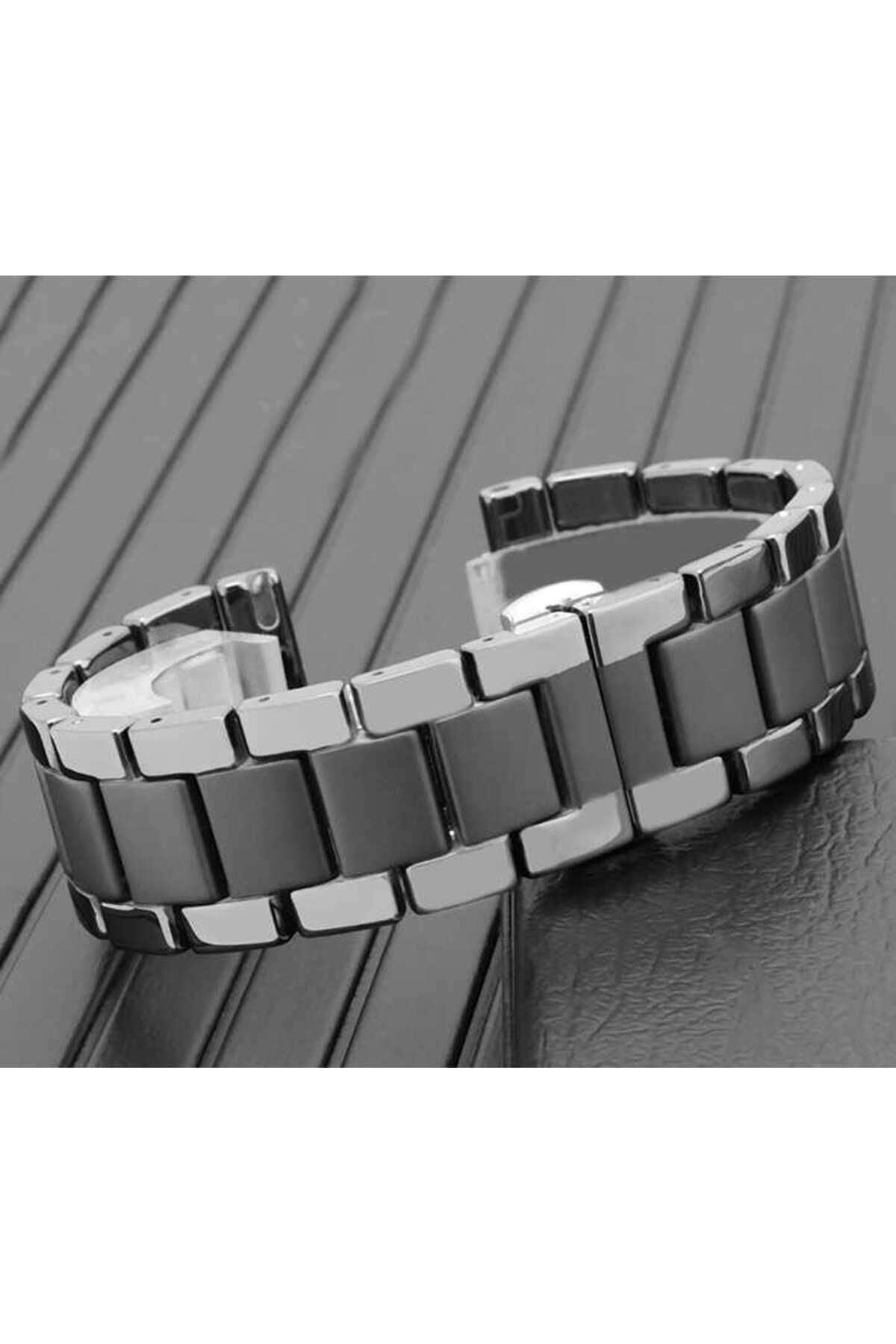 Galaxy Watch 46mm (22mm) Mat Seramik Metal Zore Kordon-Siyah