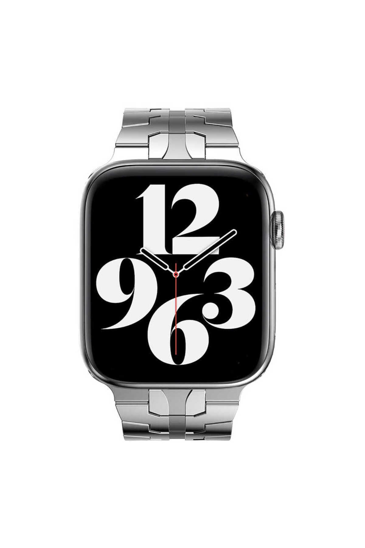 Watch Ultra 49mm Kordon Uyumlu KRD-63 Metal Strap Kayış CLO- Siyah
