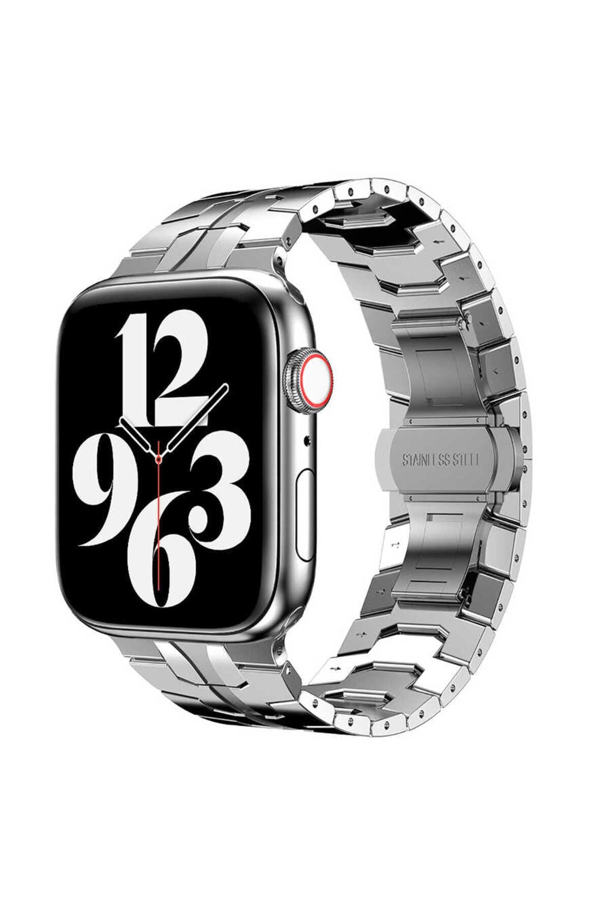 Watch Ultra 49mm Kordon Uyumlu KRD-63 Metal Strap Kayış CLO- Siyah