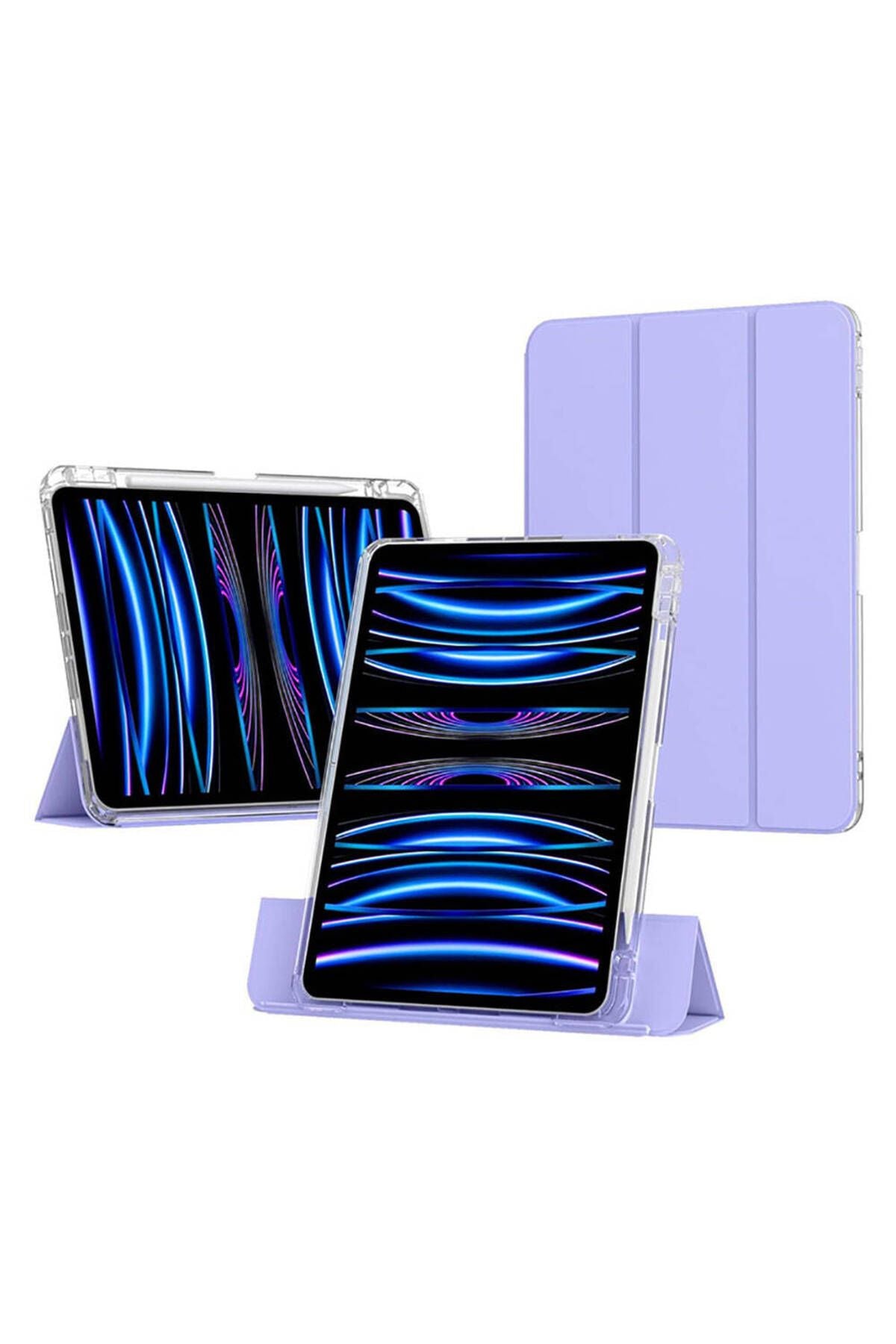 iPad Air 11 2024 Kılıf Magnetik Ayrılabilen AiHTTgli Uyumlu Zore Sliding Tablet Kılıfı-Lavender