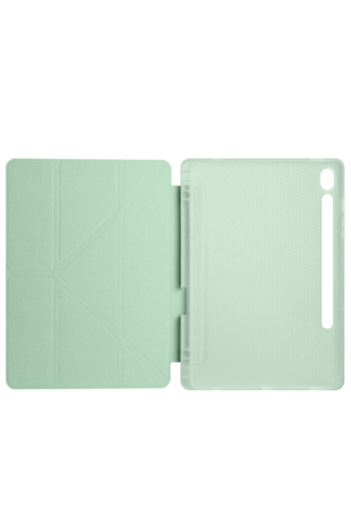 Galaxy Tab S9 Kılıf  Uyumlu Zore Tri Folding Kalem Bölmeli Standlı Kılıf-Rose Gold