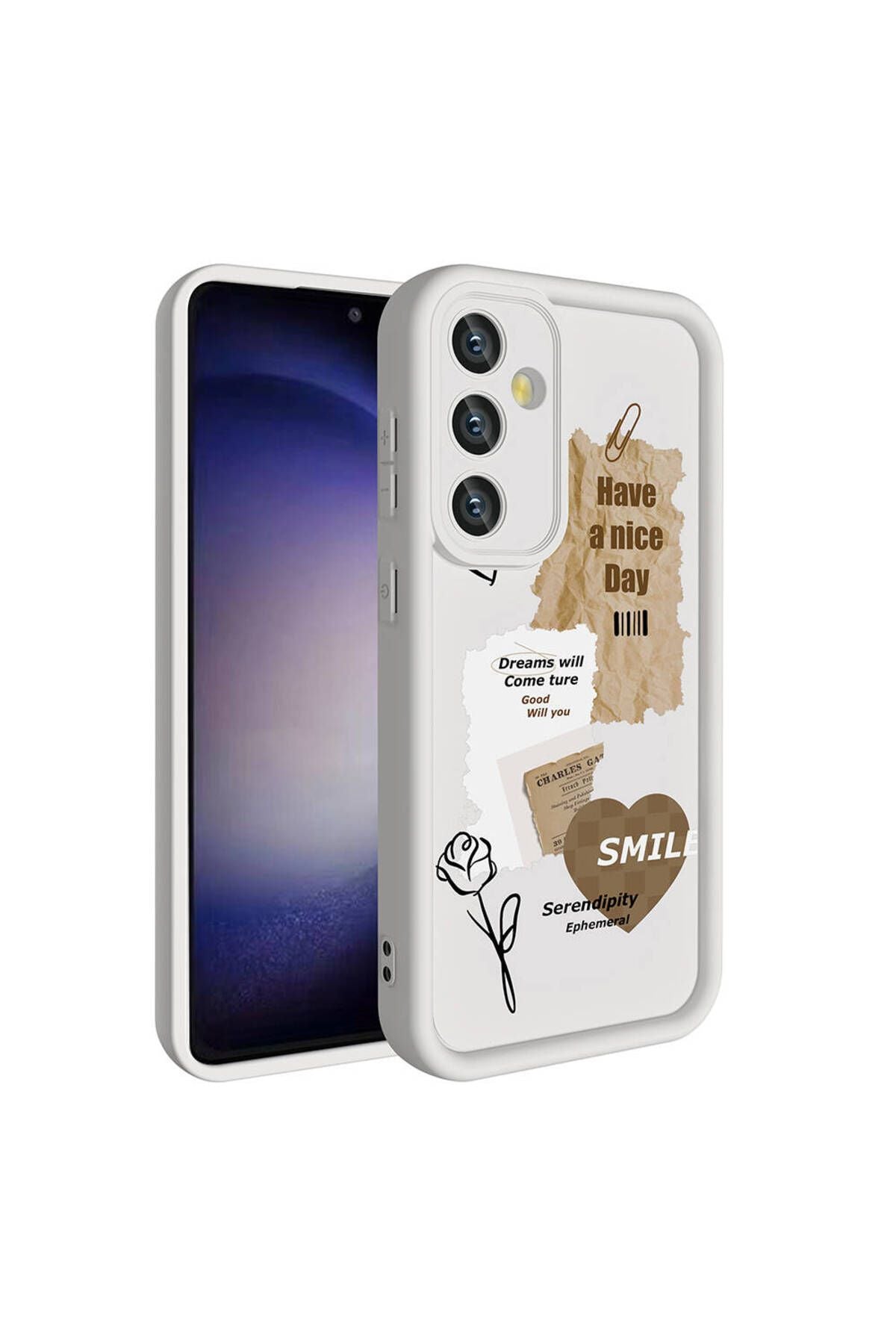 Galaxy S24 Kılıf Kamera Korumalı Baskılı Arka Yüzey Zore Klas Kapak - Açık Kahve