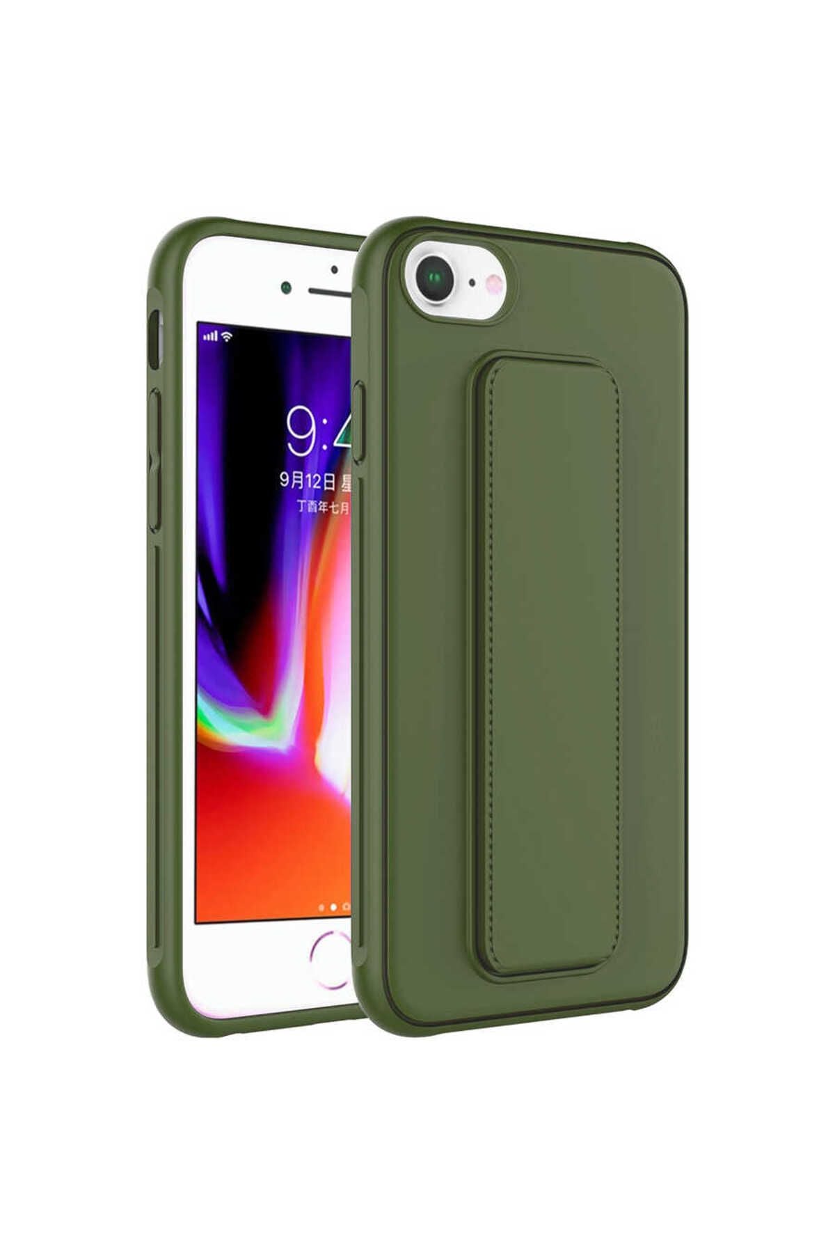 iPhone SE 2020 Kılıf Zore Qstand Kapak - Siyah