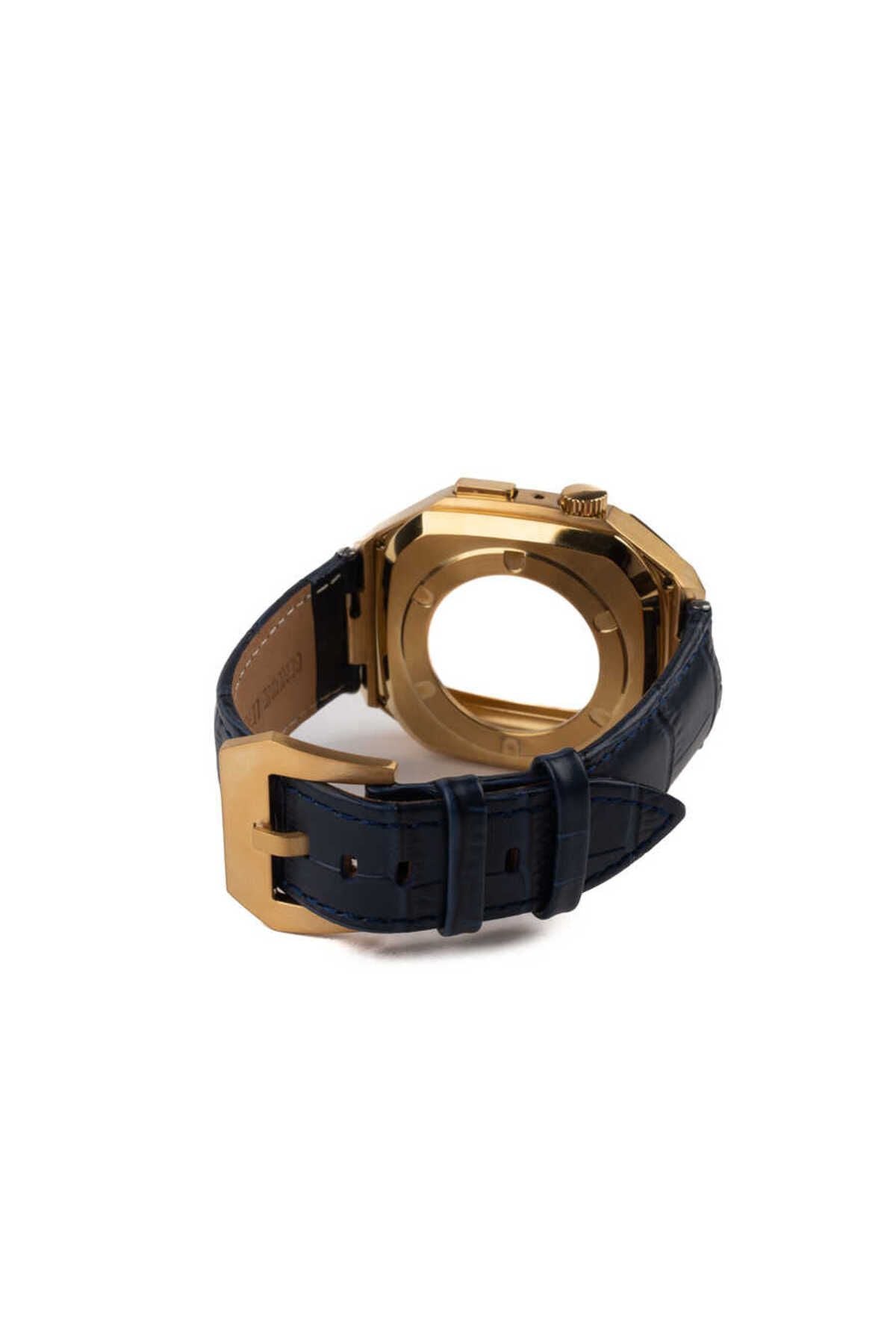Watch 44mm Uyumlu KRD-67 Zore Kordon-Siyah-Rose Gold
