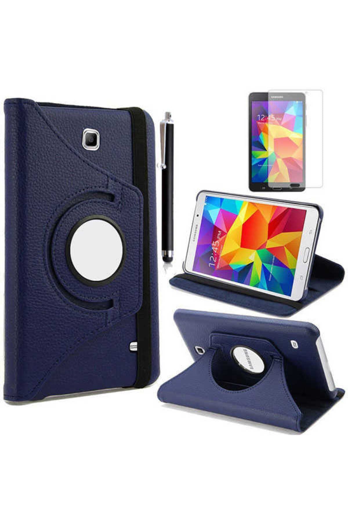Galaxy Tab 4 7.0 T230  Uyumlu Zore Dönebilen Standlı Kılıf-Siyah