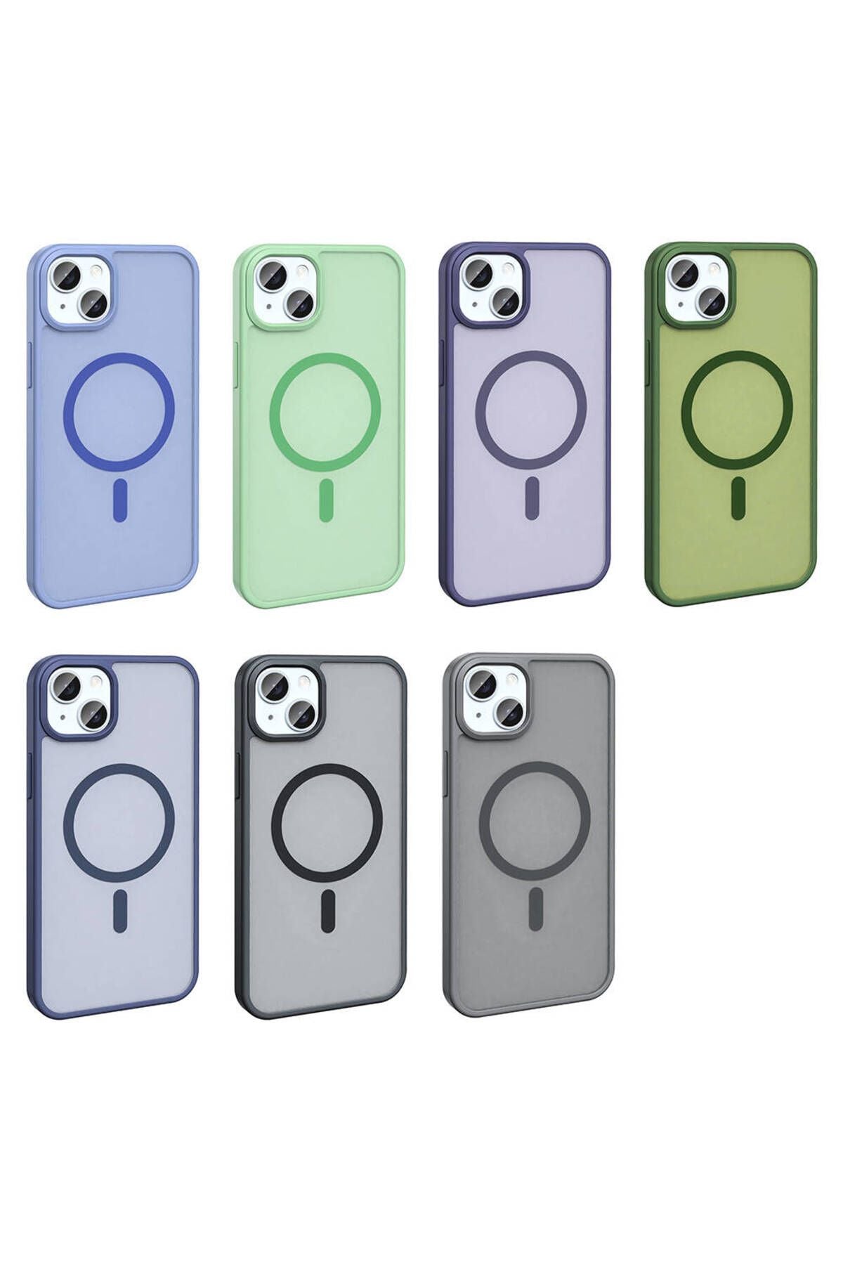 Apple iPhone 14 Kılıf Magsafe Şarj Özellikli Mat Arka Yüzey Zore Sio Kapak-Açık Yeşil