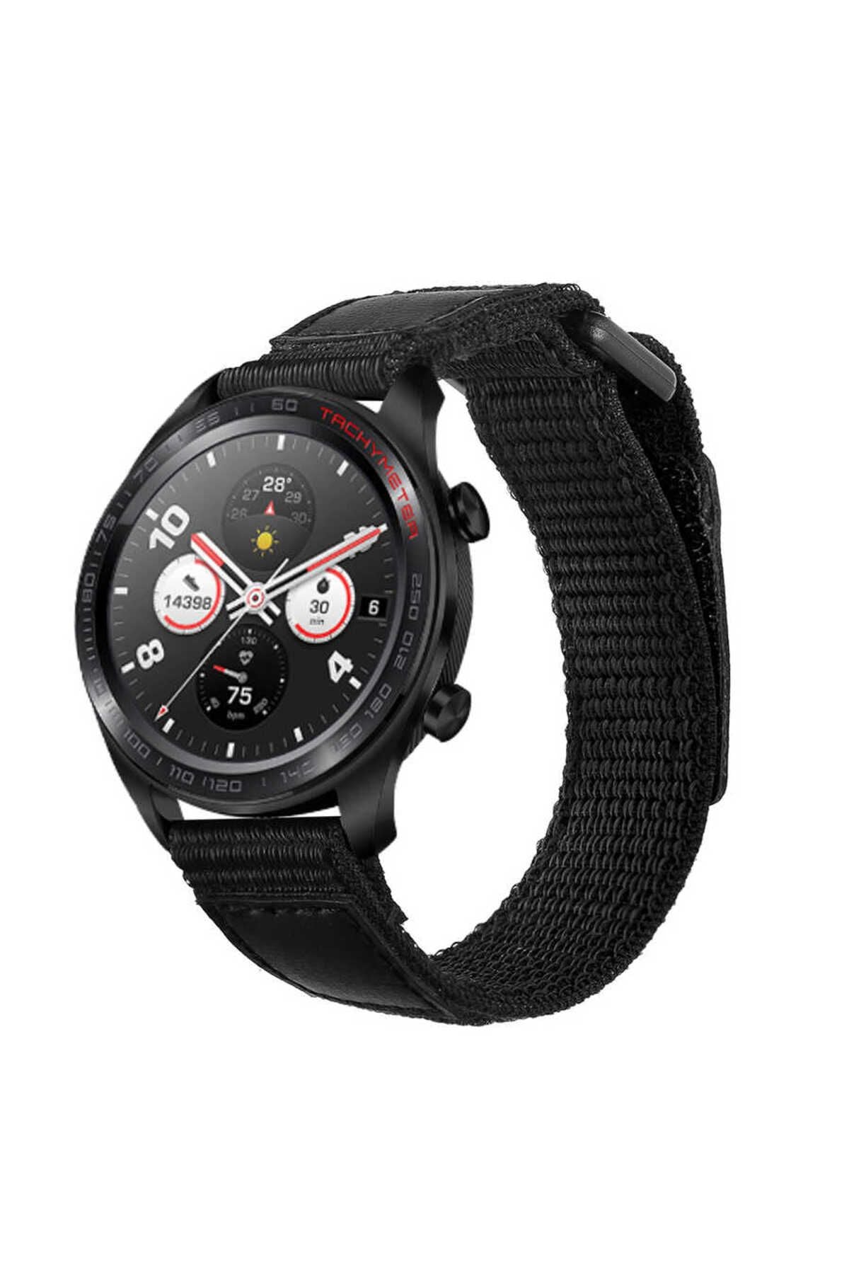 Galaxy Watch 46mm (22mm) Magic Nylon Zore Kordon-Siyah