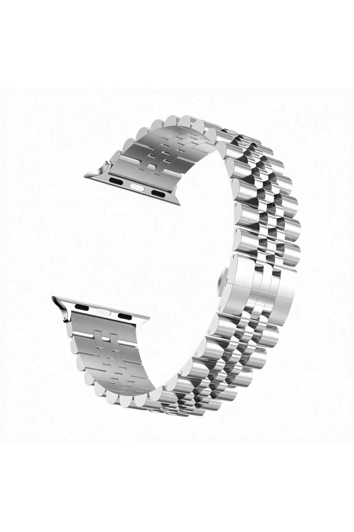 Watch Ultra 49mm Kordon Uyumlu KRD-36 Metal Strap Kayış CLO- Gümüş