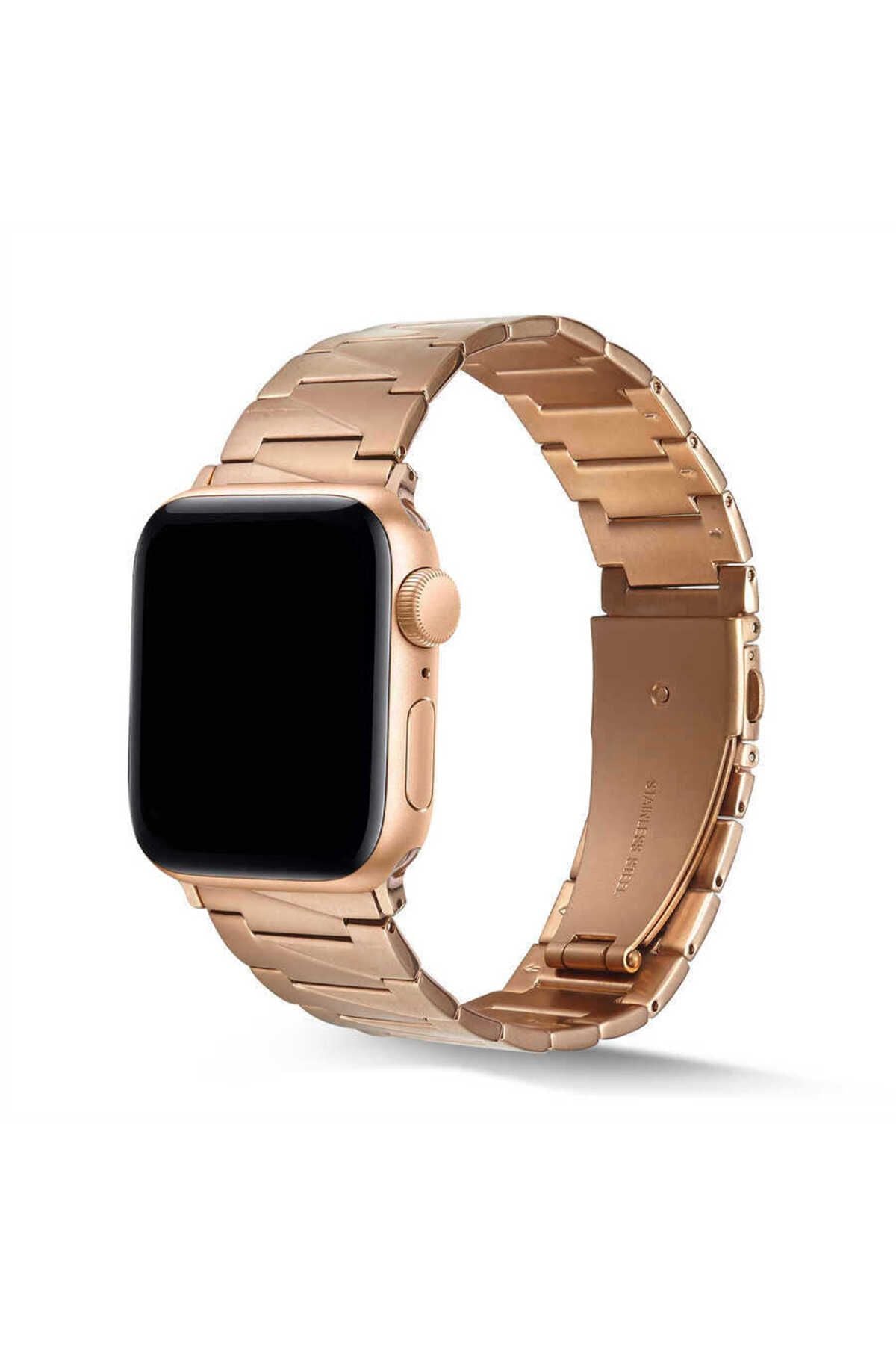 Watch Ultra 49mm Kordon Uyumlu KRD-48 Metal Strap Kayış CLO- Rose Gold
