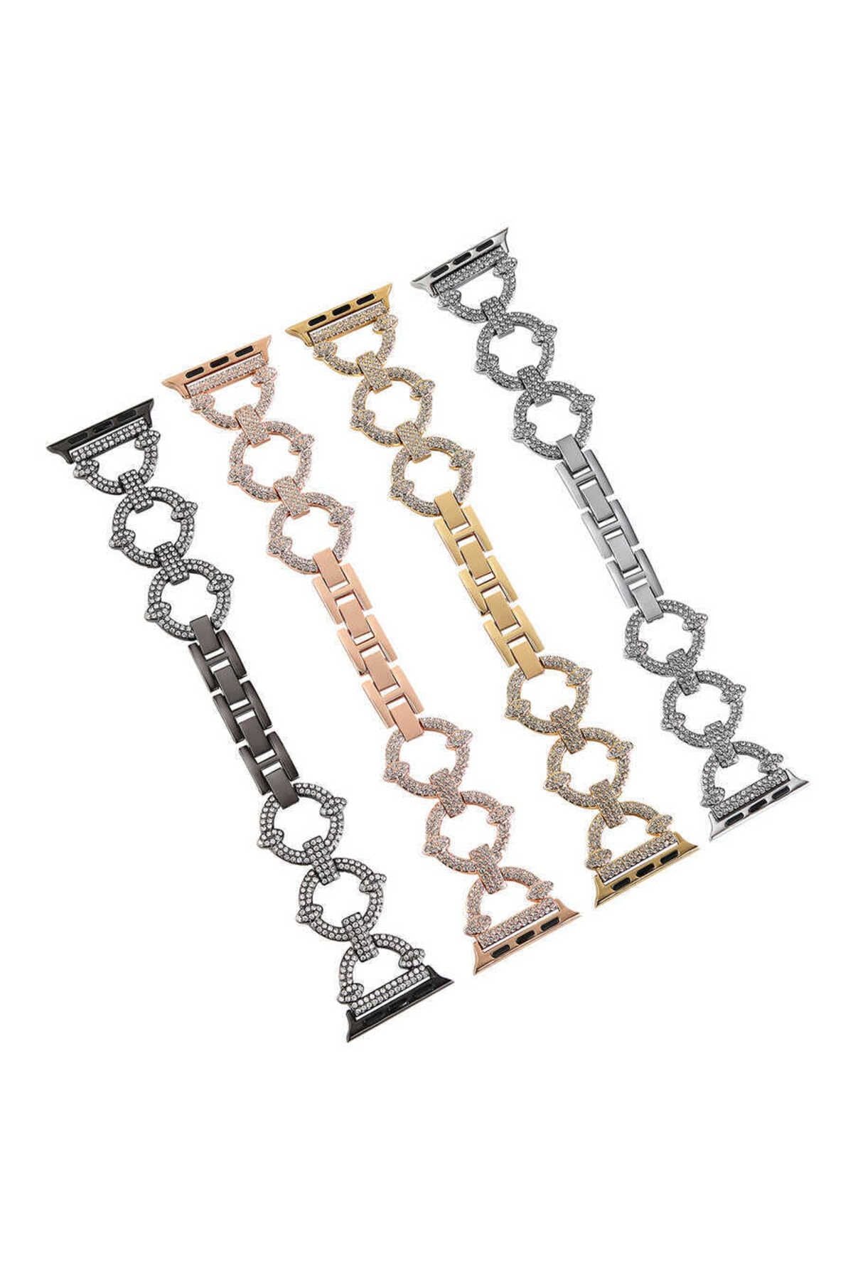 Watch Ultra 49mm Kordon Uyumlu KRD-57 Metal Strap Kayış CLO- Rose Gold