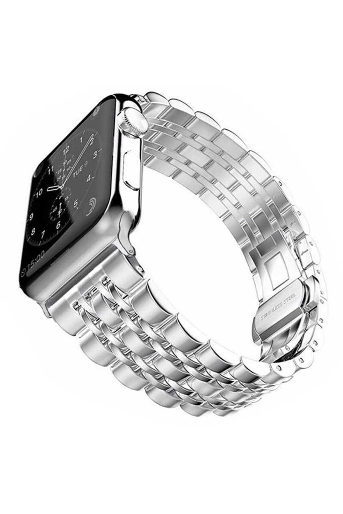 Watch Ultra 49mm Kordon Uyumlu KRD-14 Metal Strap Kayış CLO- Gümüş