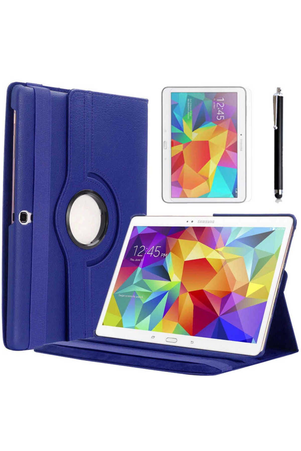 Galaxy Tab 4 10.1 T530  Uyumlu Zore Dönebilen Standlı Kılıf-Beyaz