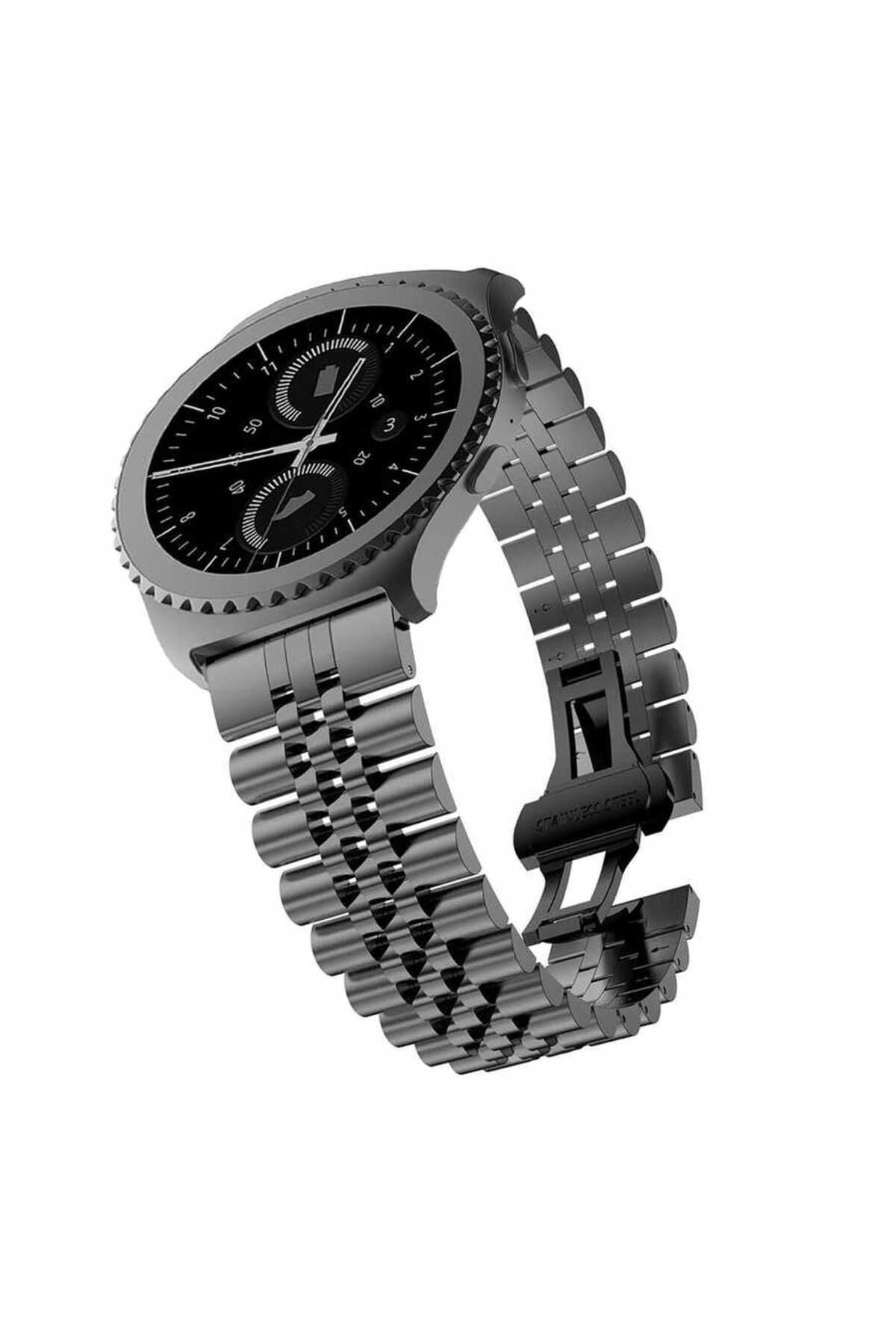 Galaxy Watch 46mm Uyumlu KRD-36 22mm Metal Zore Kordon-Siyah