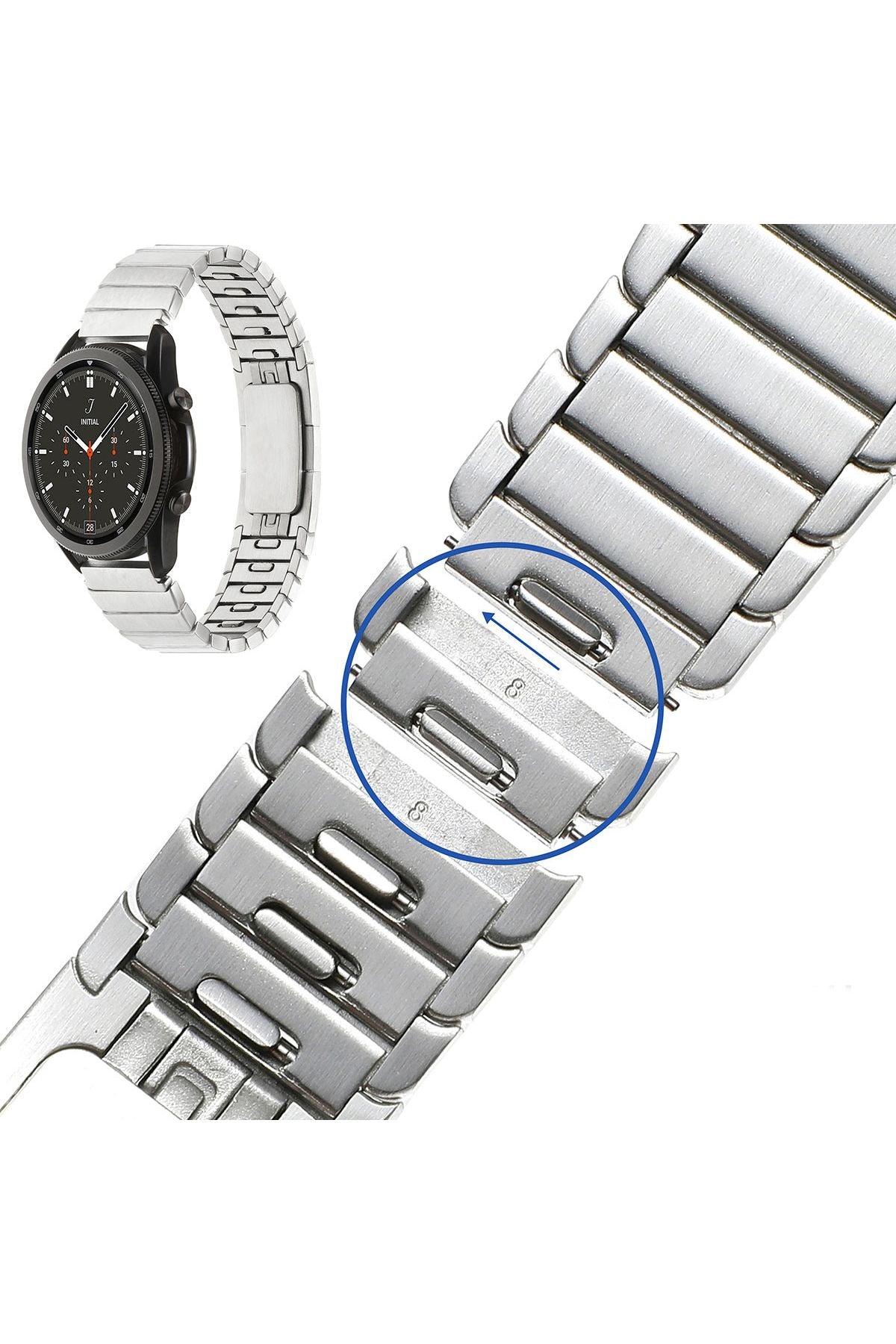 Galaxy Watch 46mm Uyumlu KRD-82 22mm Metal Zore Kordon-Gri