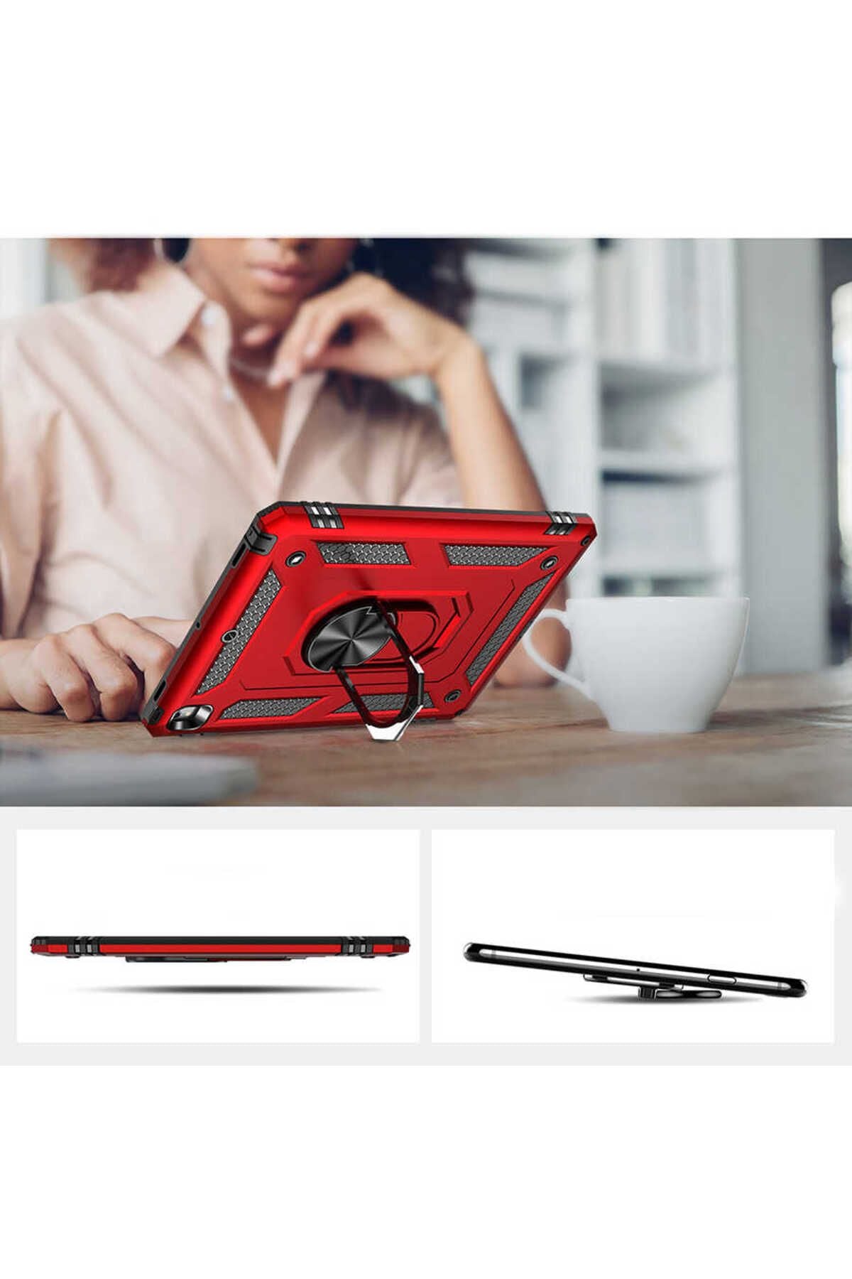 iPad 9.7 2017 (5.Nesil) - Uyumlu Uyumlu Zore Tablet Vega Kapak-Kırmızı