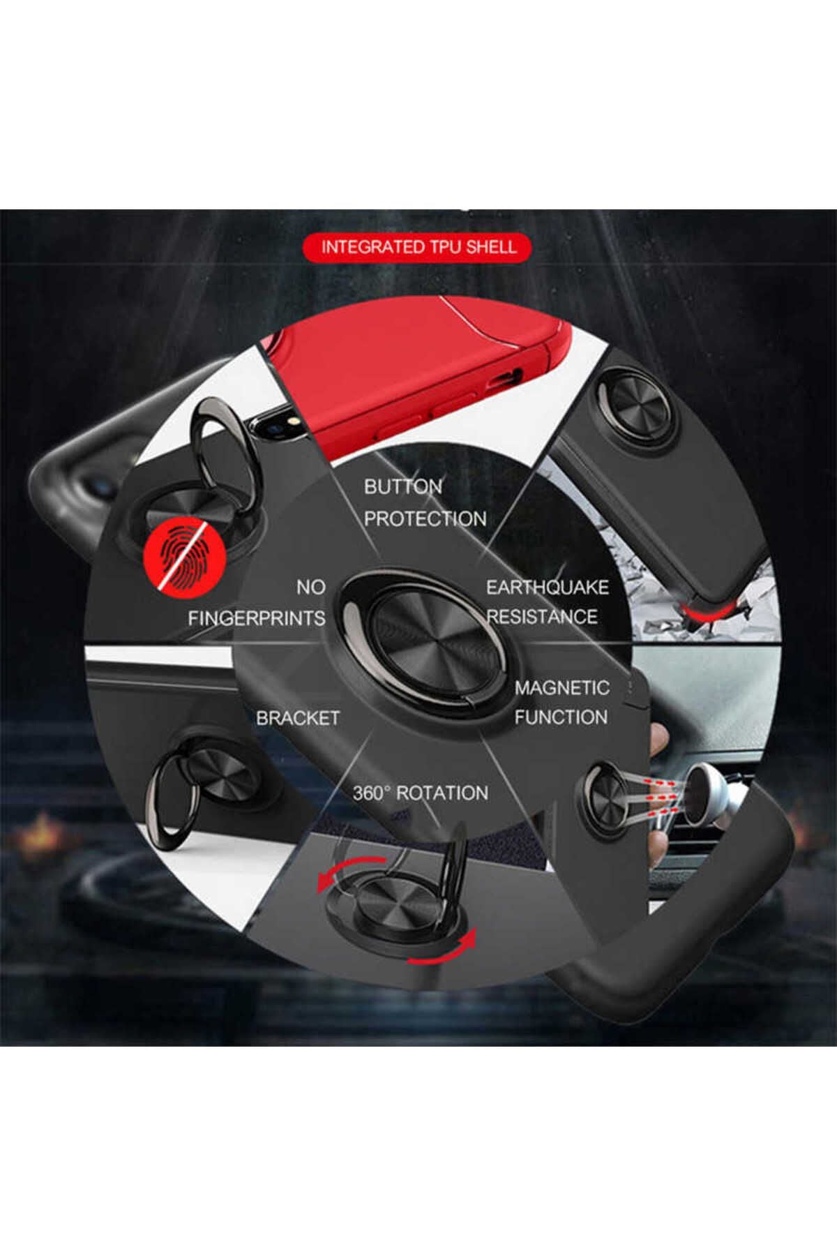 iPhone SE 2022 Uyumlu AKAV Ravel Silikon Kılıf-Siyah-Rose Gold