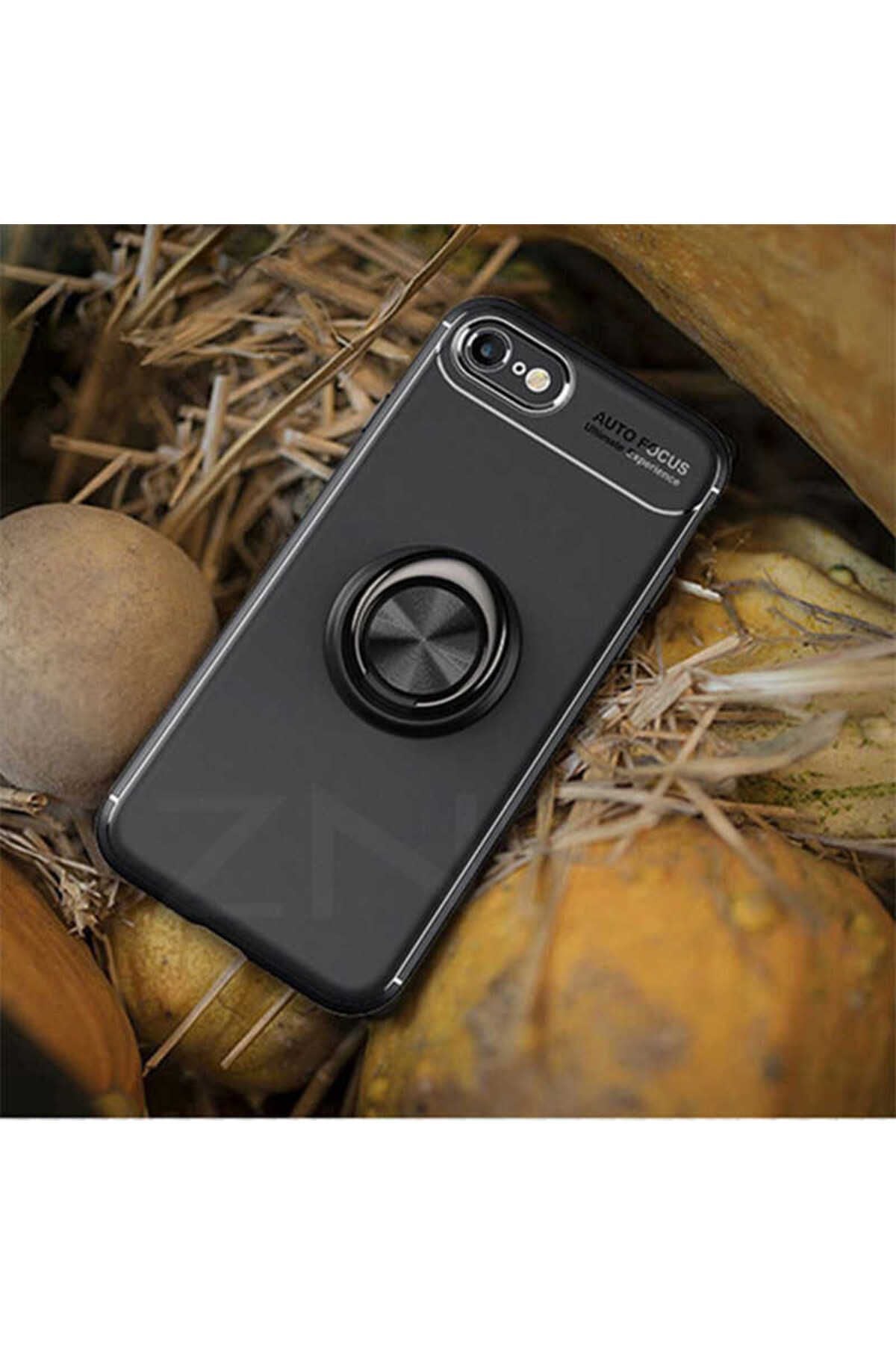 iPhone SE 2022 Uyumlu AKAV Ravel Silikon Kılıf-Siyah-Rose Gold