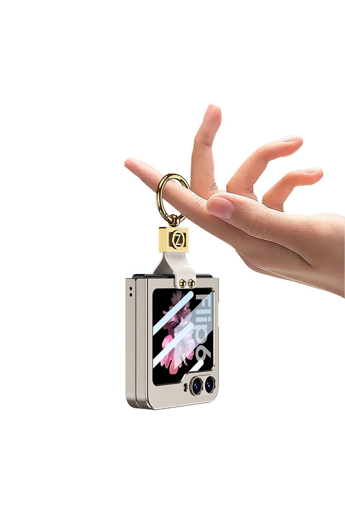 Galaxy Z Flip 6 Kılıf Zore Z Harfli Yüzüklü Kıpta Kapak-Koyu Yeşil