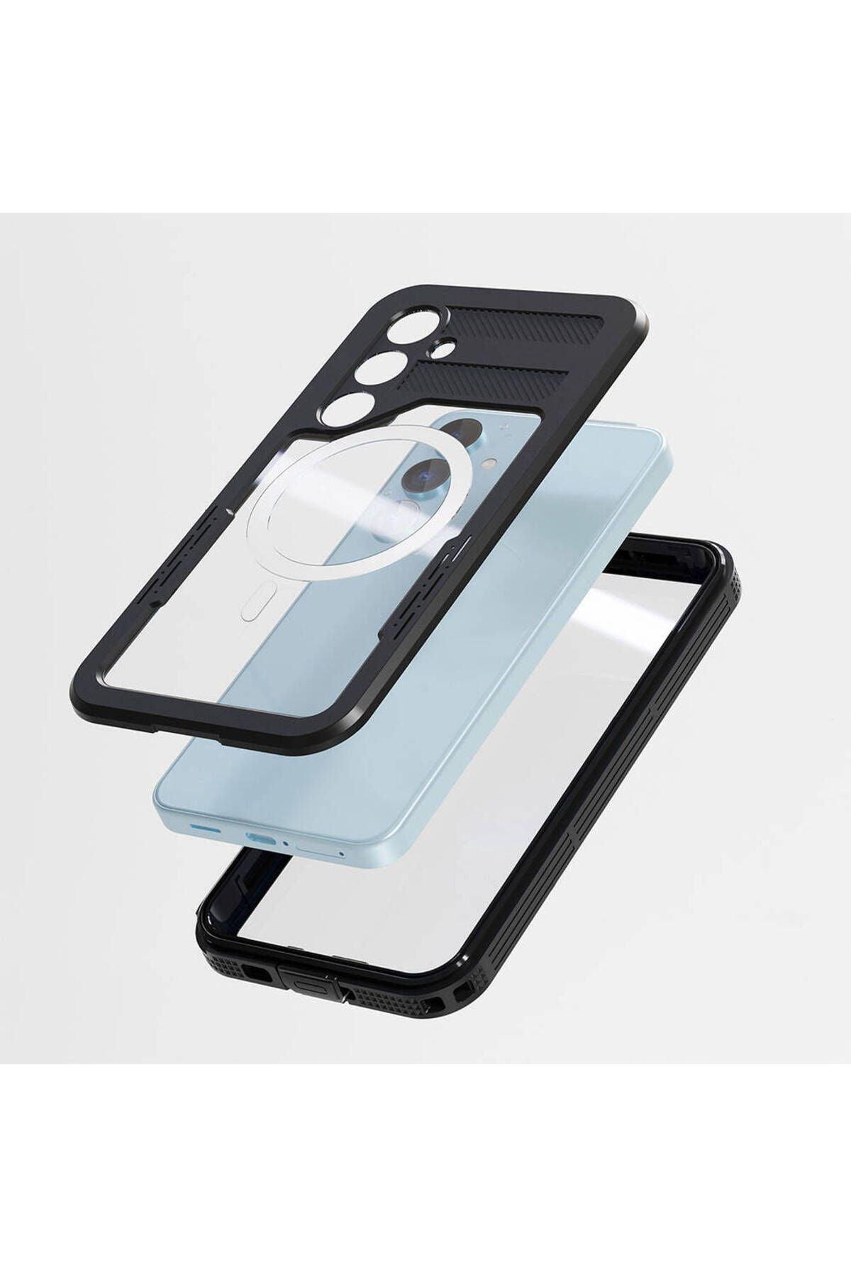 Galaxy S24 Kılıf Magsafe Şarj Özellikli 1-1 Su Geçirmez Kılıf - Siyah