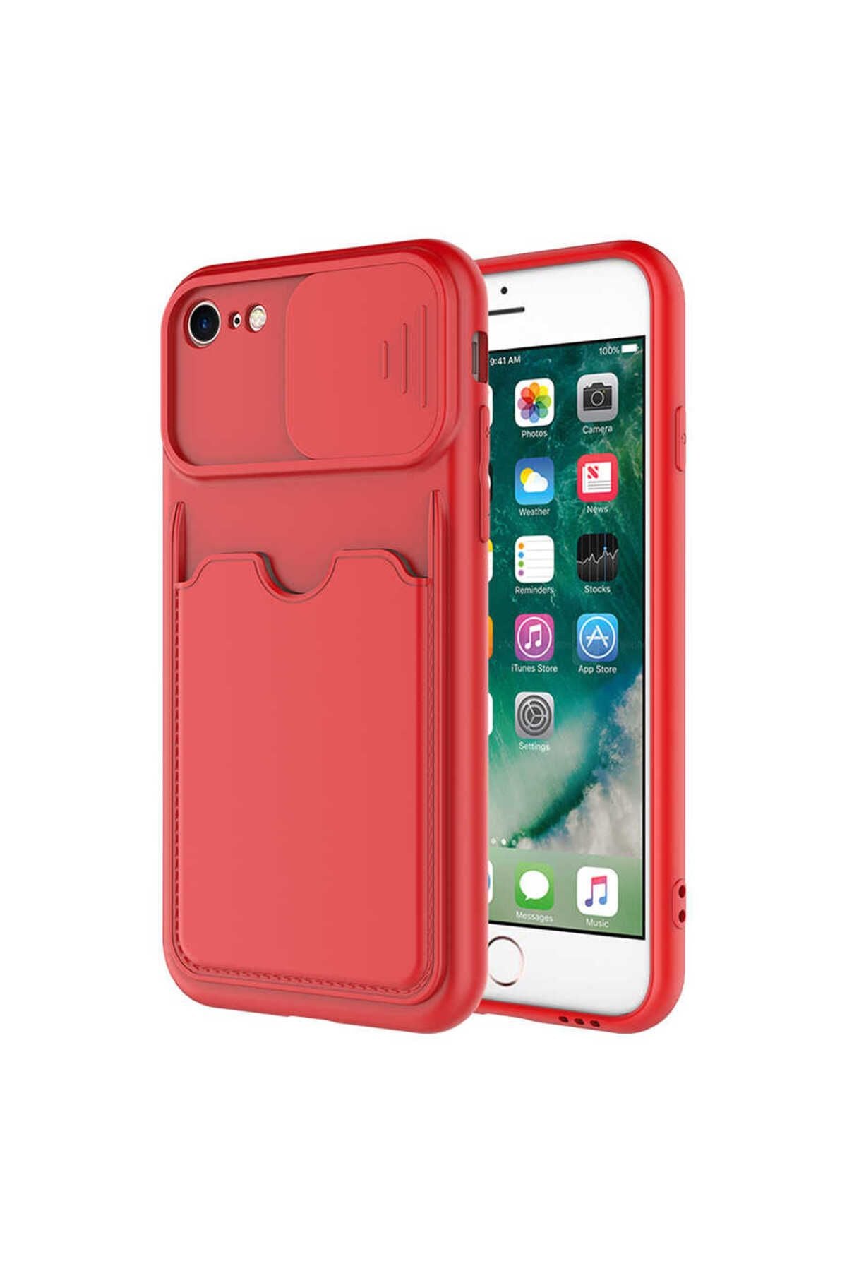 iPhone SE 2020 Kılıf Zore Kartix Kapak - Kırmızı