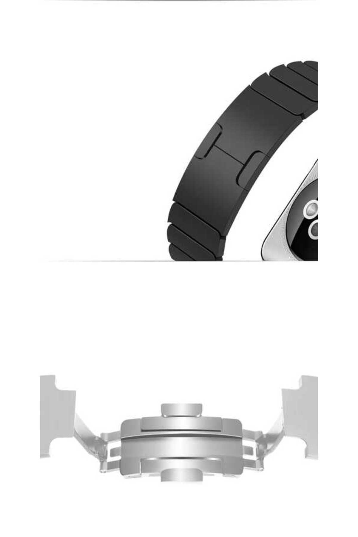 Watch Ultra 49mm Kordon Uyumlu KRD-35 Metal Strap Kayış CLO- Gri