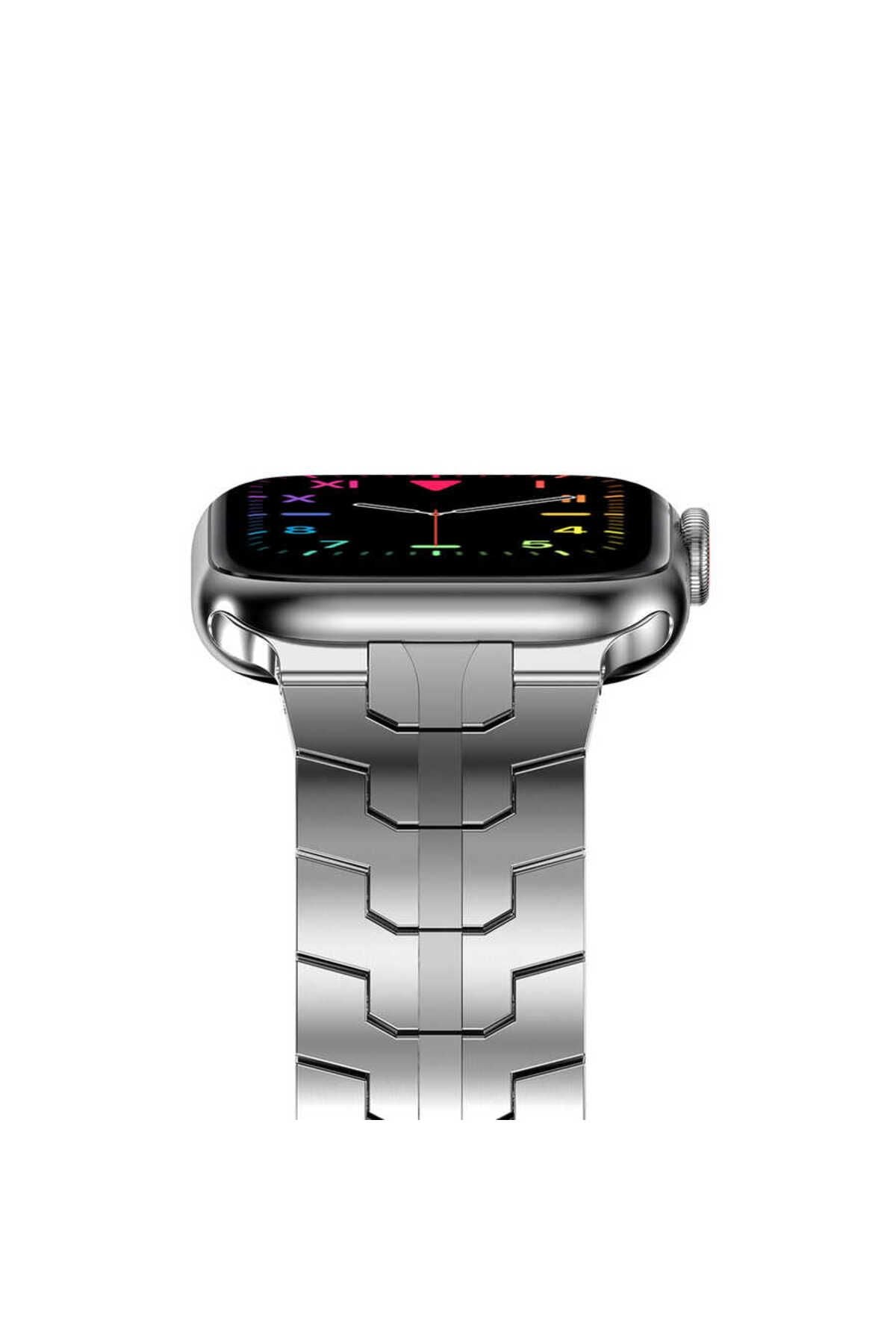 Watch Ultra 49mm Kordon Uyumlu KRD-63 Metal Strap Kayış CLO- Siyah