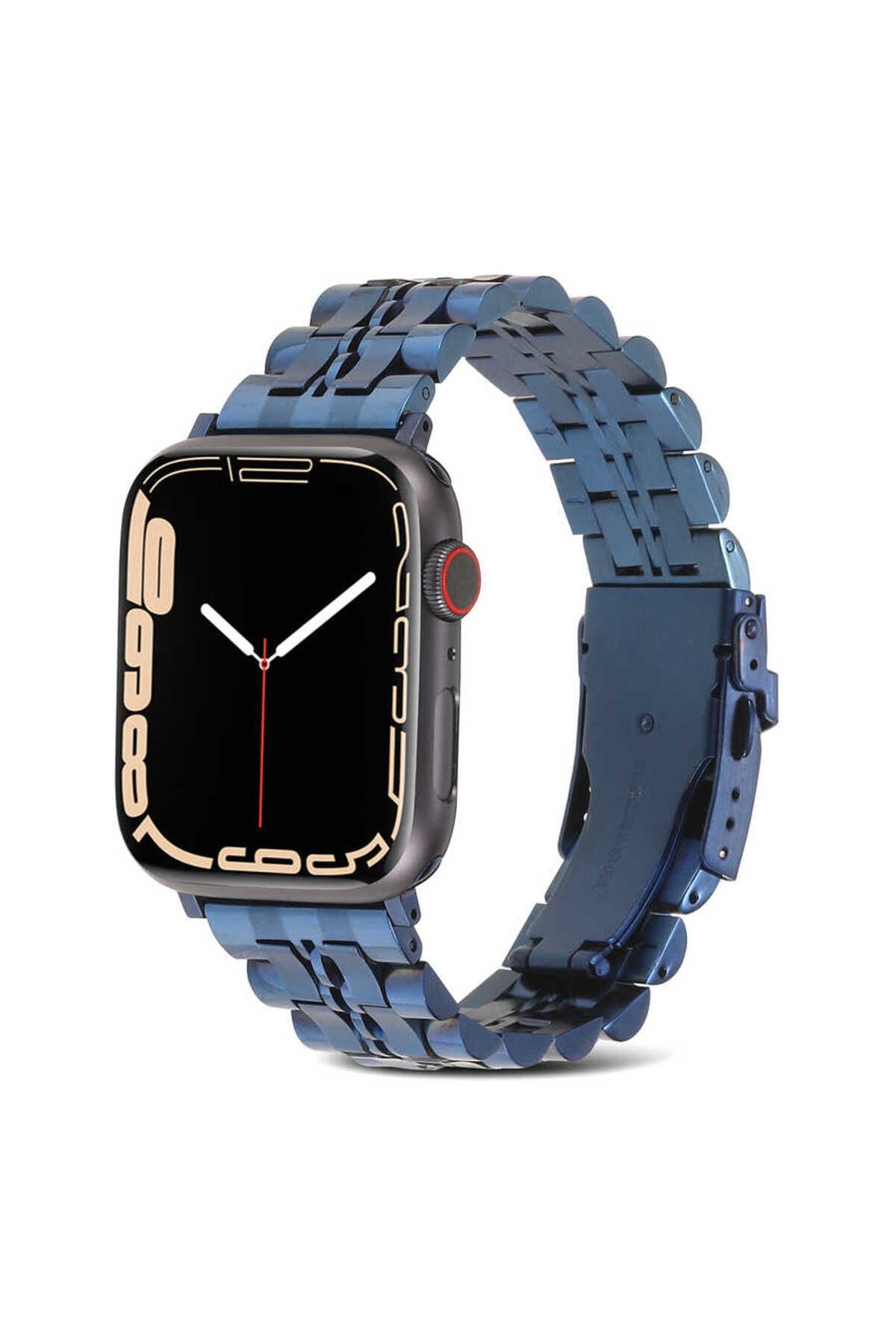 Watch Ultra 49mm Kordon Uyumlu KRD-54 Metal Strap Kayış CLO- Lacivert