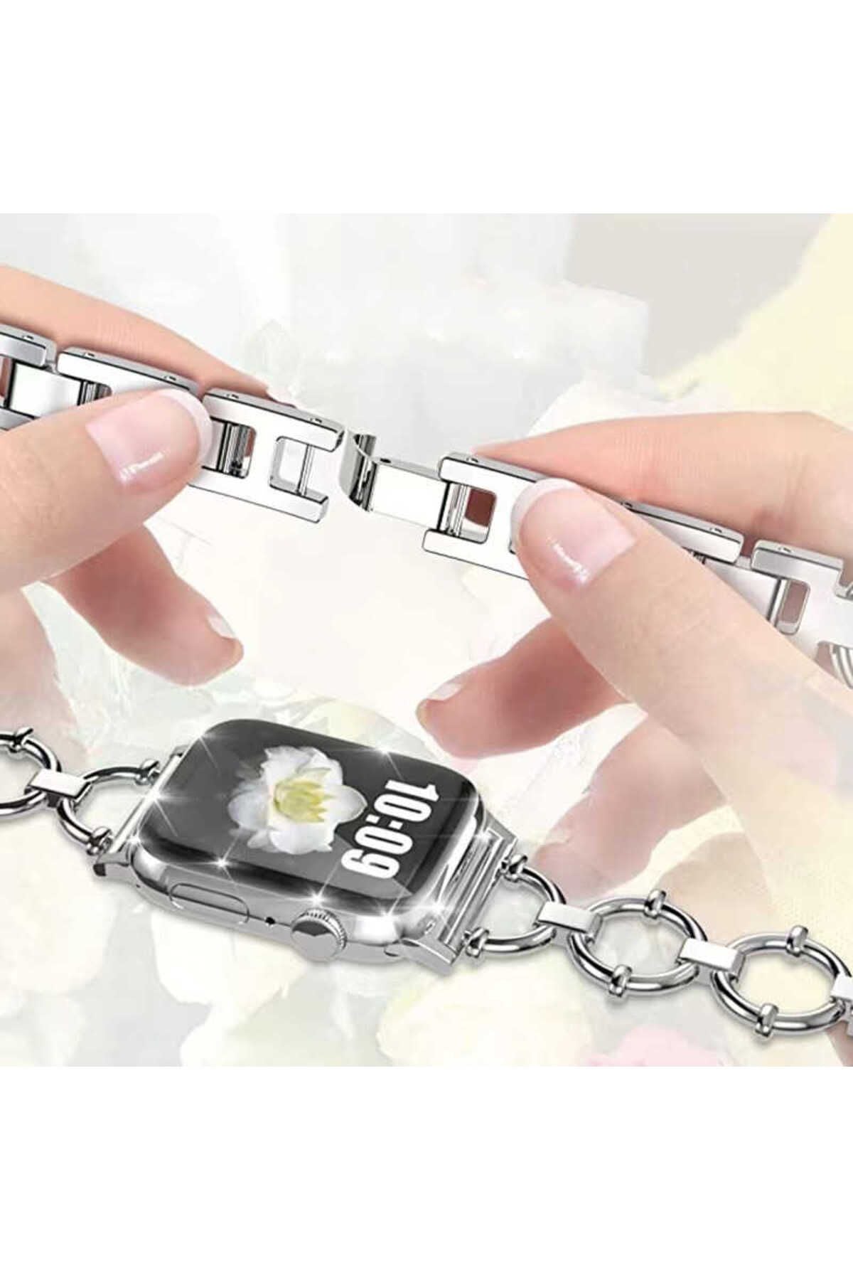 Watch Ultra 49mm Kordon Uyumlu KRD-56 Metal Strap Kayış CLO- Gümüş