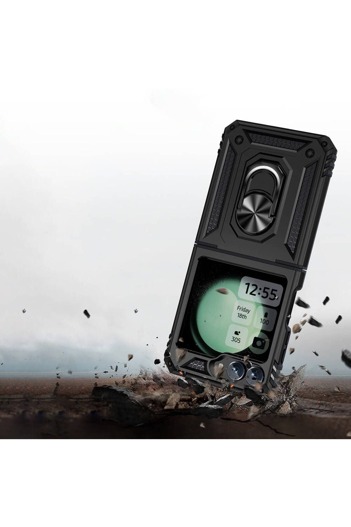 Galaxy Z Flip 6 Kılıf Zore Vega Kapak - Siyah