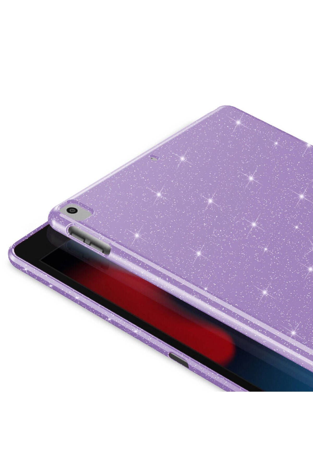 iPad 10.2 2021 (9.Nesil) Simli Parlak Görünümlü Uyumlu Zore Tablet Koton Kılıf-Lila