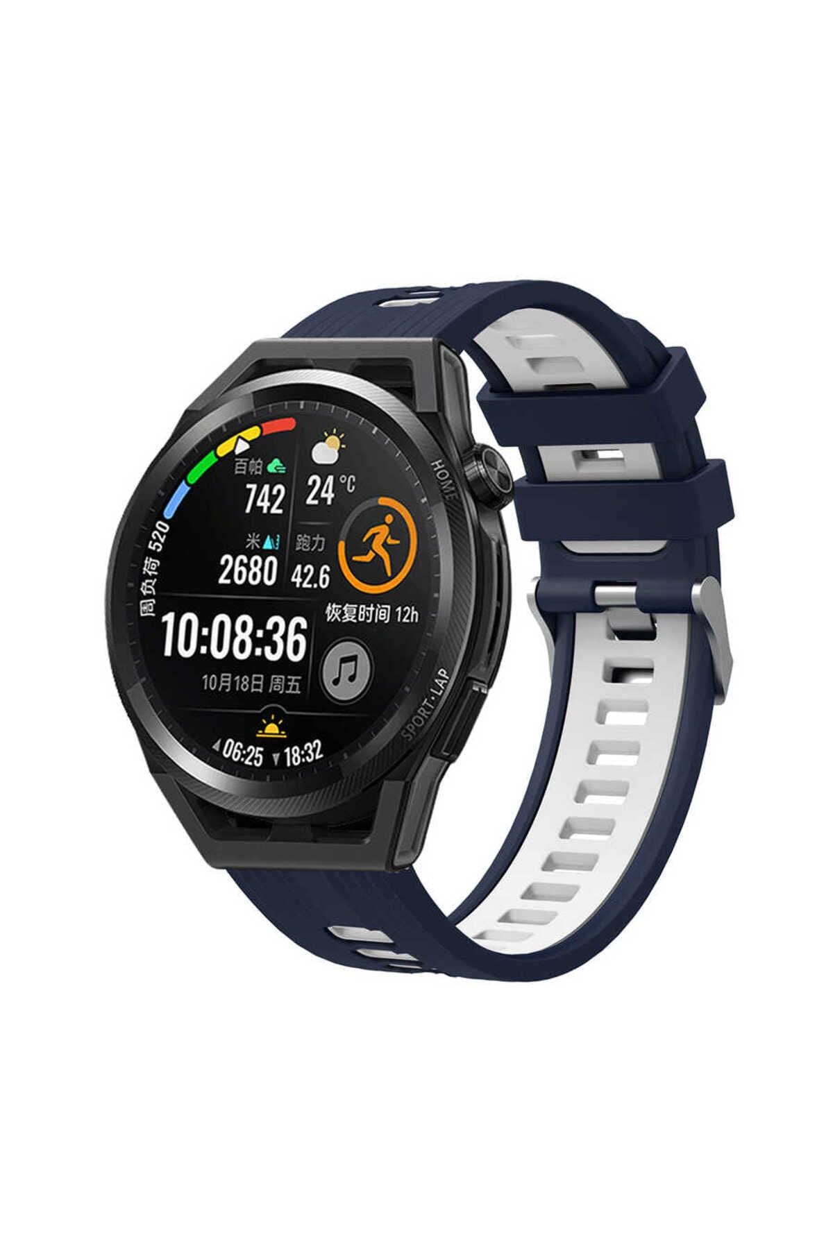 Galaxy Watch Active 2 44mm KRD-55 Uyumlu Zore Kordon-Siyah-Kırmızı