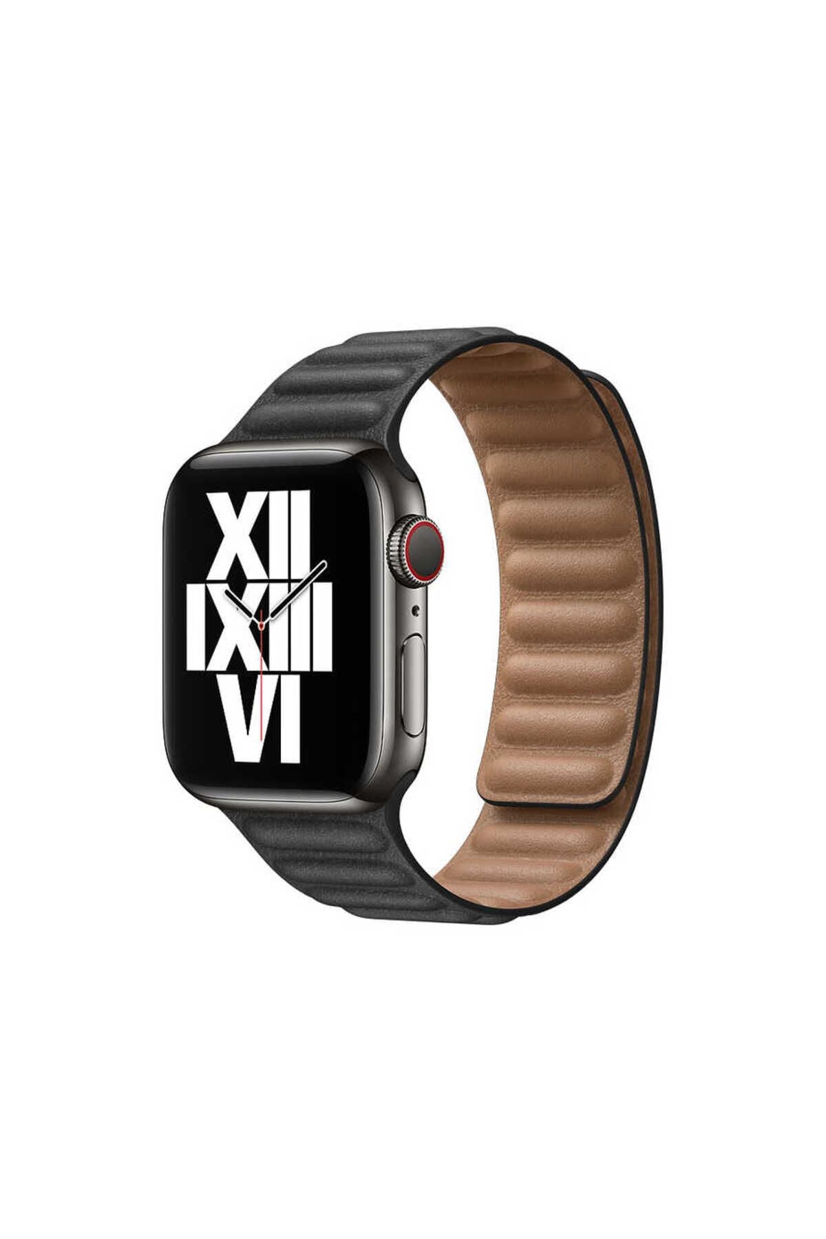Watch Ultra 49mm Kordon Uyumlu KRD-34 Deri Strap Kayış CLO- Lacivert