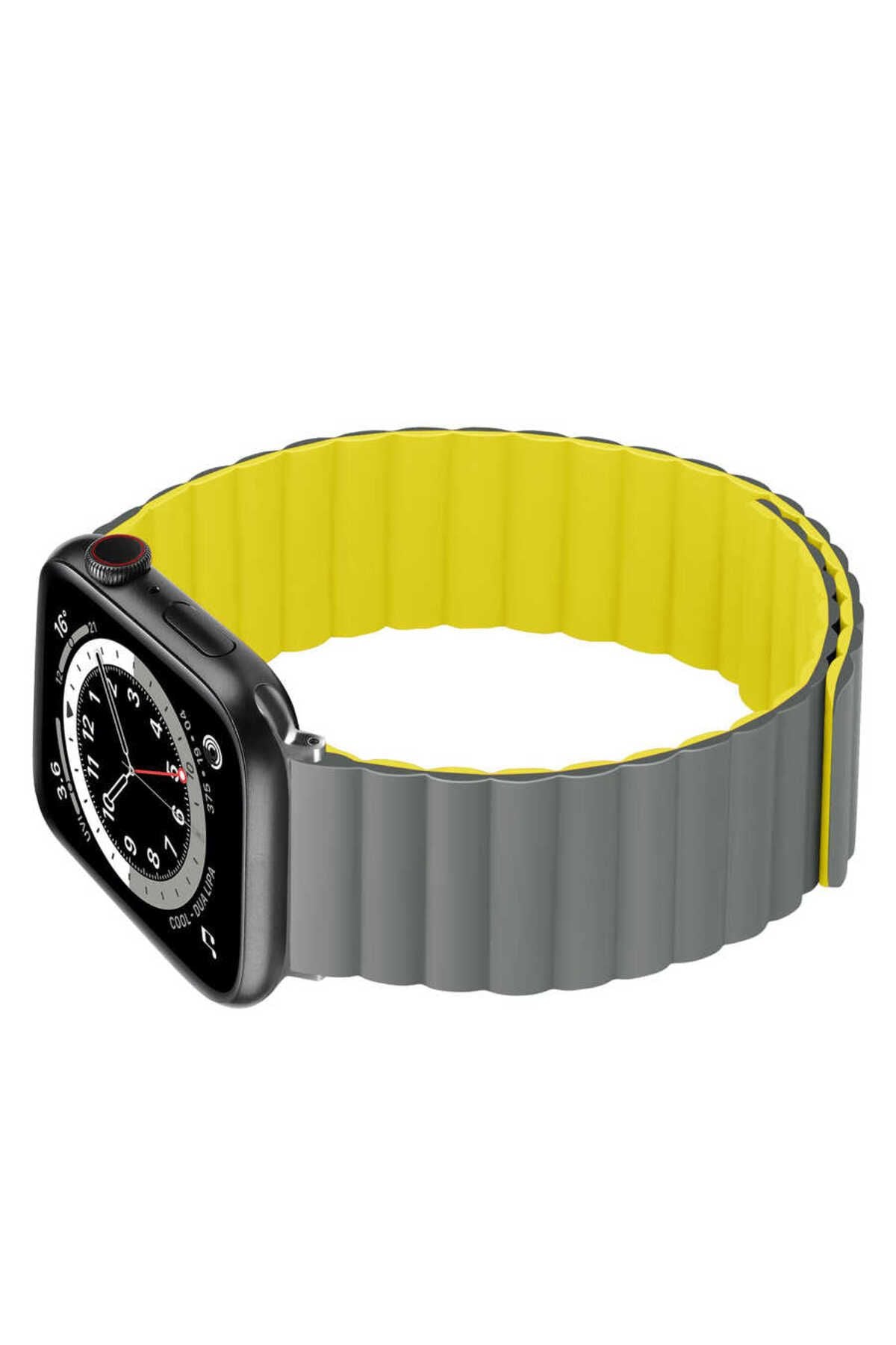 Watch Ultra 49mm Kordon Uyumlu KRD-52 Strap Kayış CLO- Gri-Turuncu