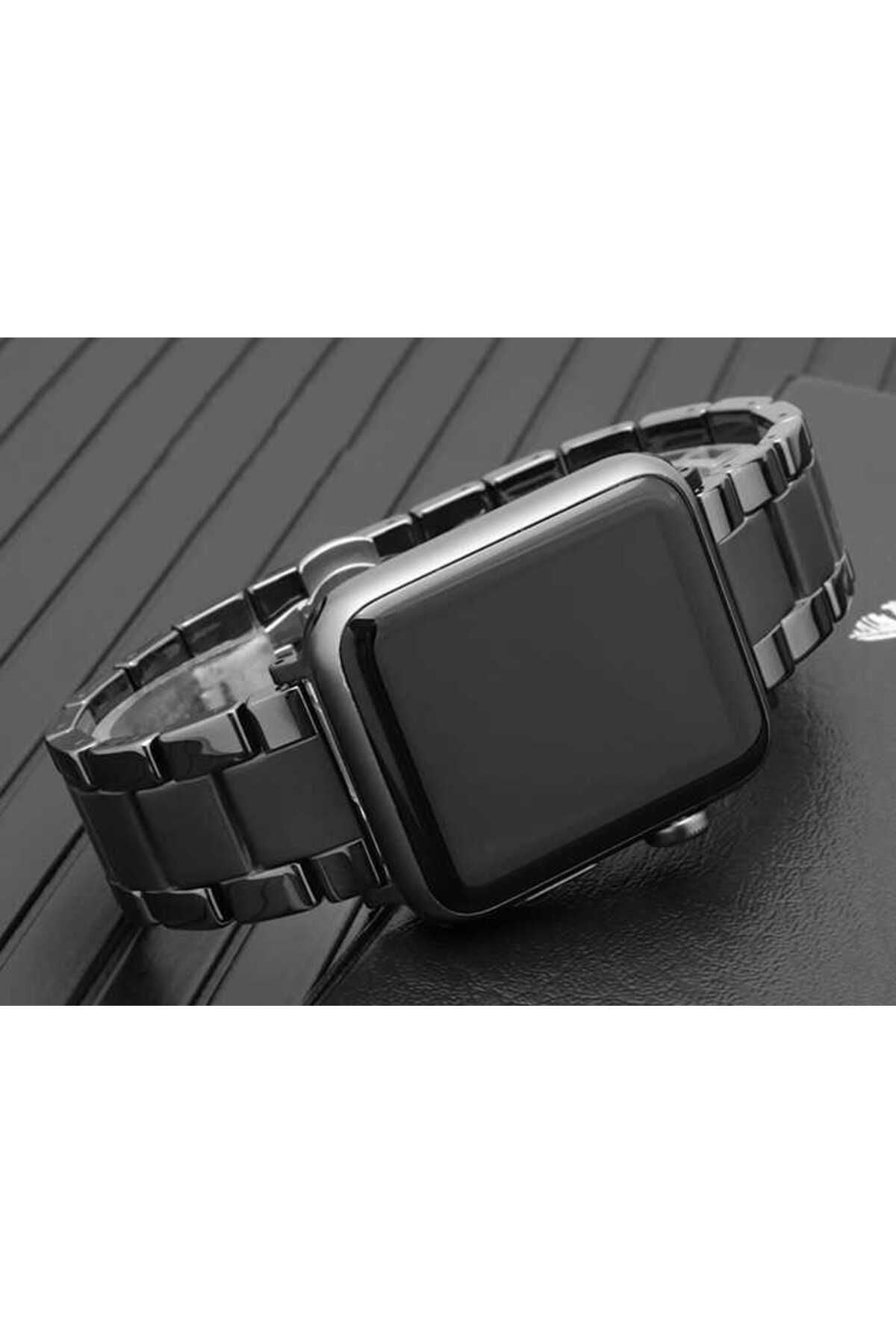 Watch 44mm Mat Seramik Metal Zore Kordon-Parlak Siyah