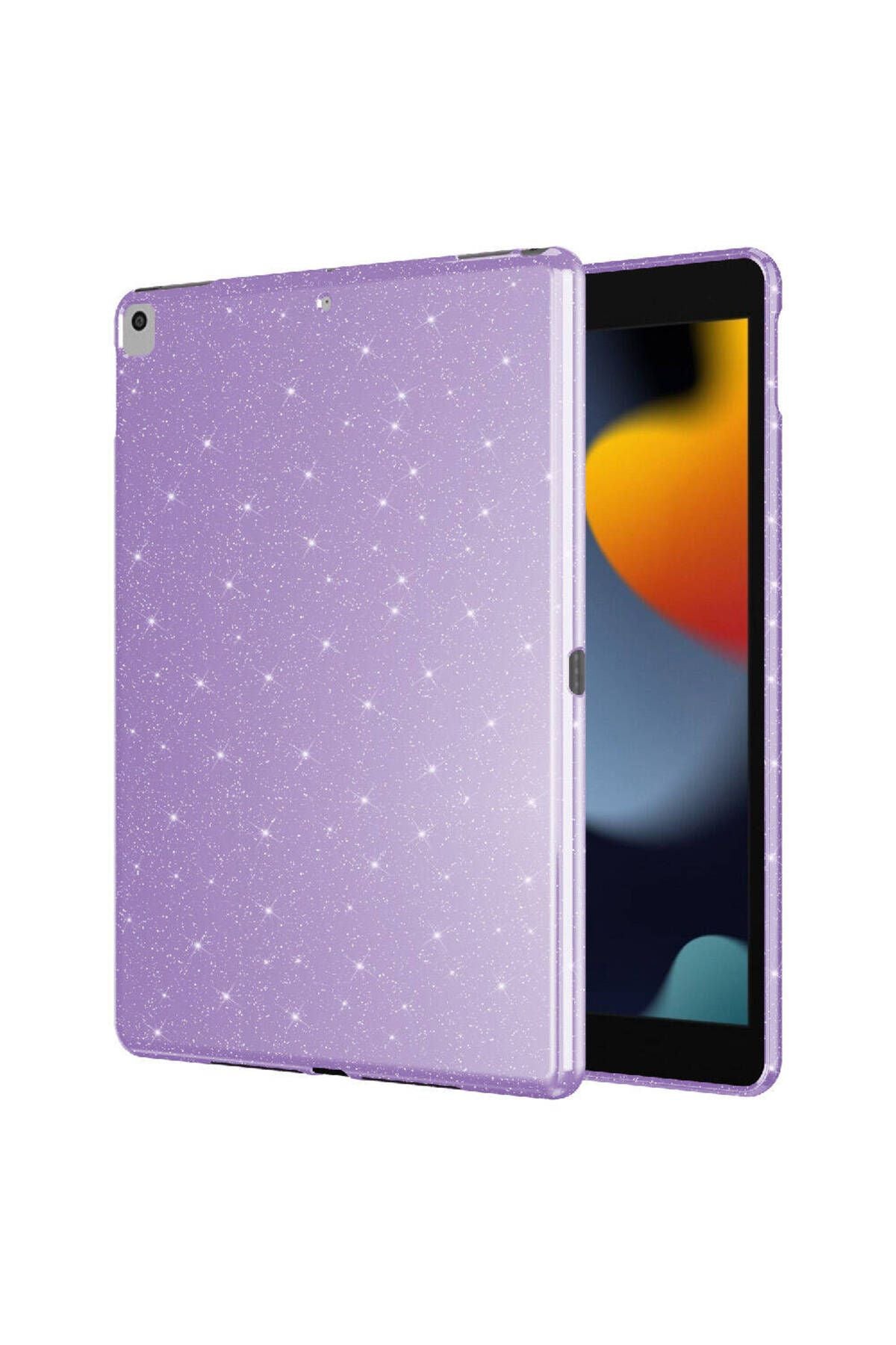 iPad 10.2 (8 Nesil) Simli Parlak Görünümlü Uyumlu Zore Tablet Koton Kılıf-Pembe Koyu