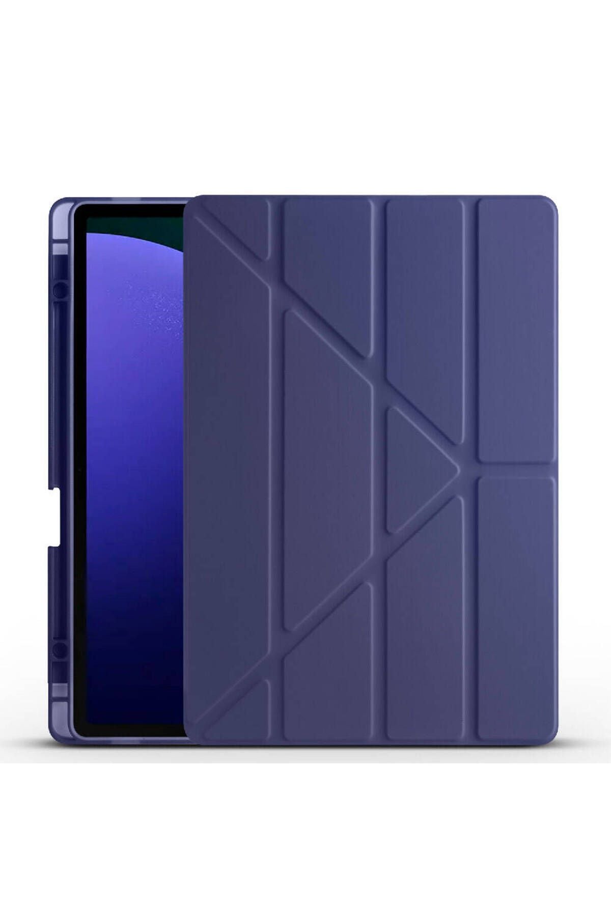 Galaxy Tab S9 Plus Kılıf  Uyumlu Zore Tri Folding Kalem Bölmeli Standlı Kılıf-Mor