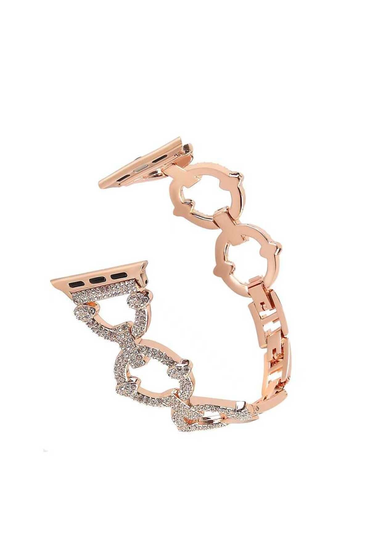 Watch Ultra 49mm Kordon Uyumlu KRD-57 Metal Strap Kayış CLO- Rose Gold
