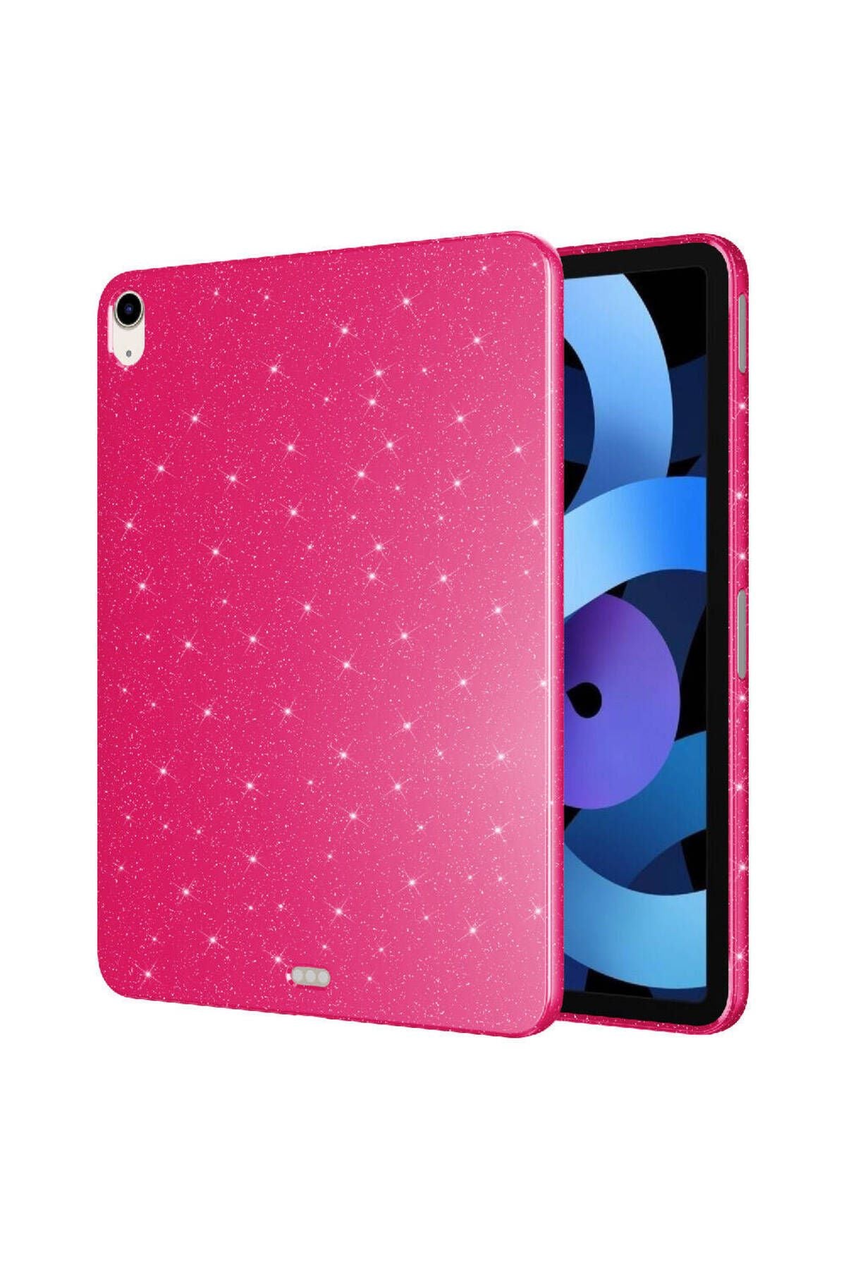 iPad 10.9 2022 (10.Nesil) Simli Parlak Görünümlü Uyumlu Zore Tablet Koton Kılıf-Pembe Koyu