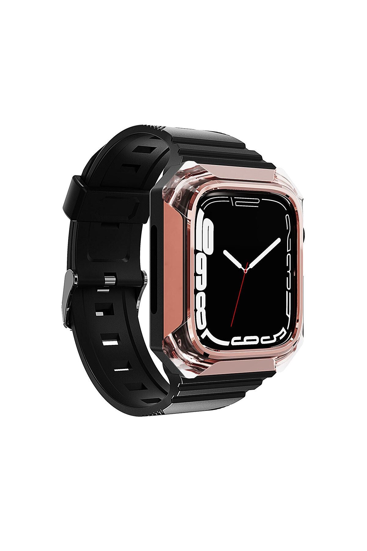 Watch 42mm Uyumlu KRD-88 Sert PC Kasa Koruyuculu Uyumlu Zore Kordon-Rose Gold