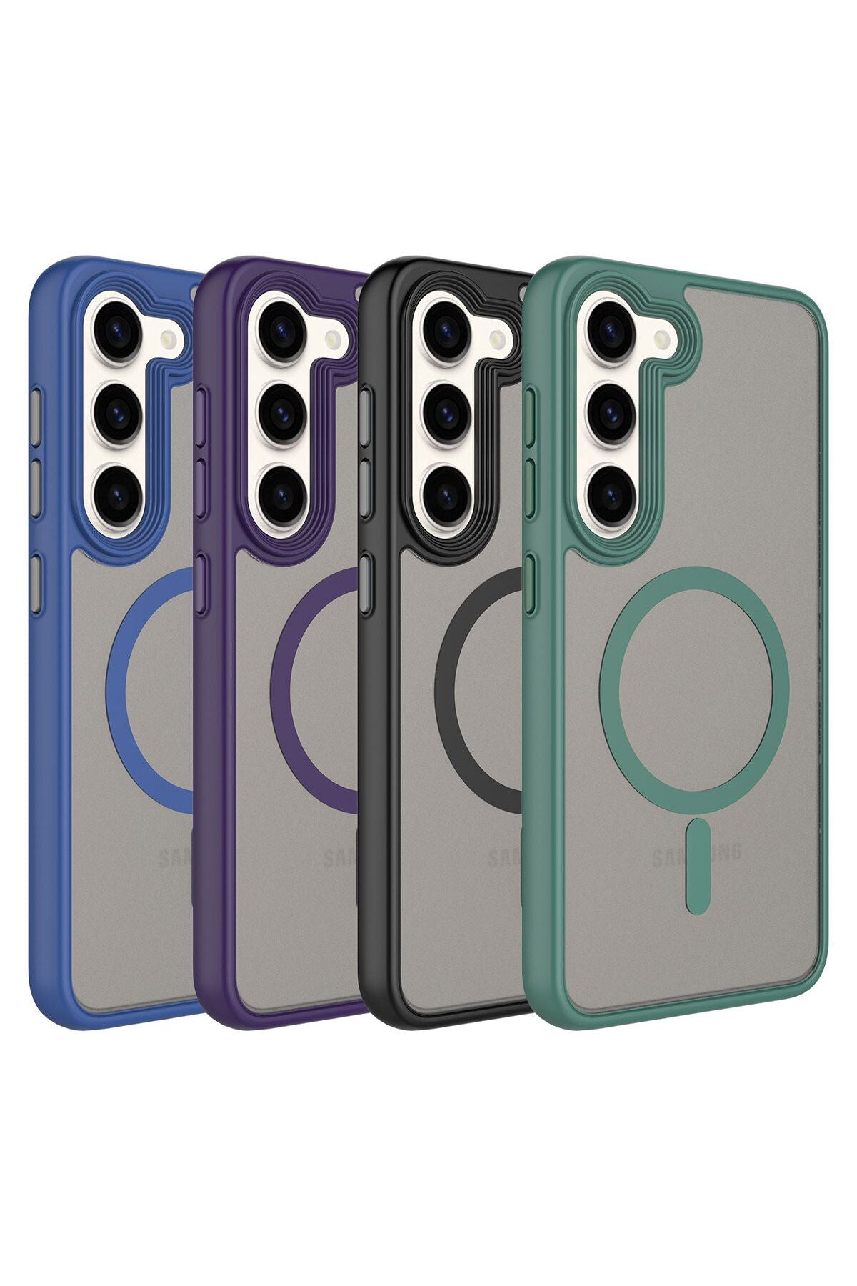 Galaxy S23 Uyumlu Mat Arka Yüzey Wireless Şarj Özellikli Zore Flet Magsafe Kılıf-Derin Mor