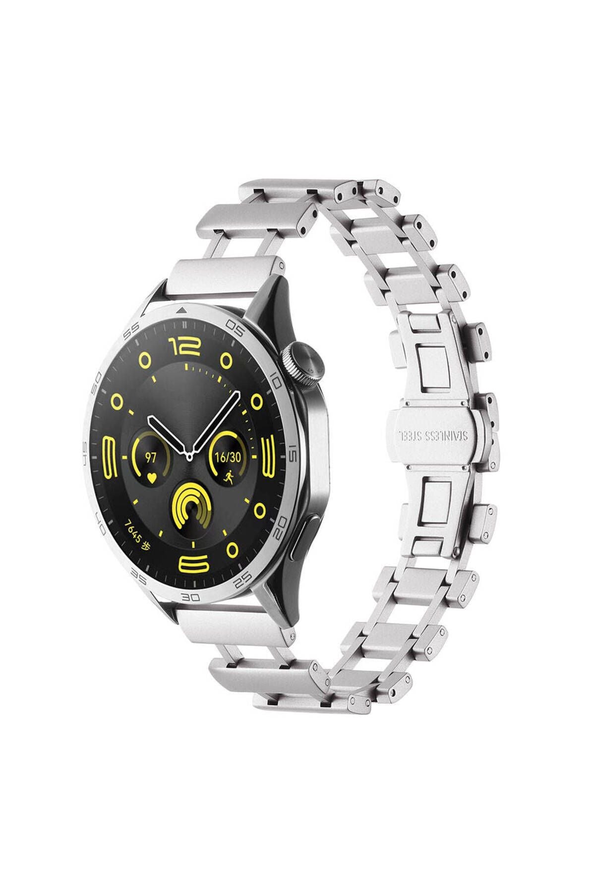 Galaxy Watch 46mm Uyumlu CLO- KRD-96 22mm Metal Kordon-Siyah