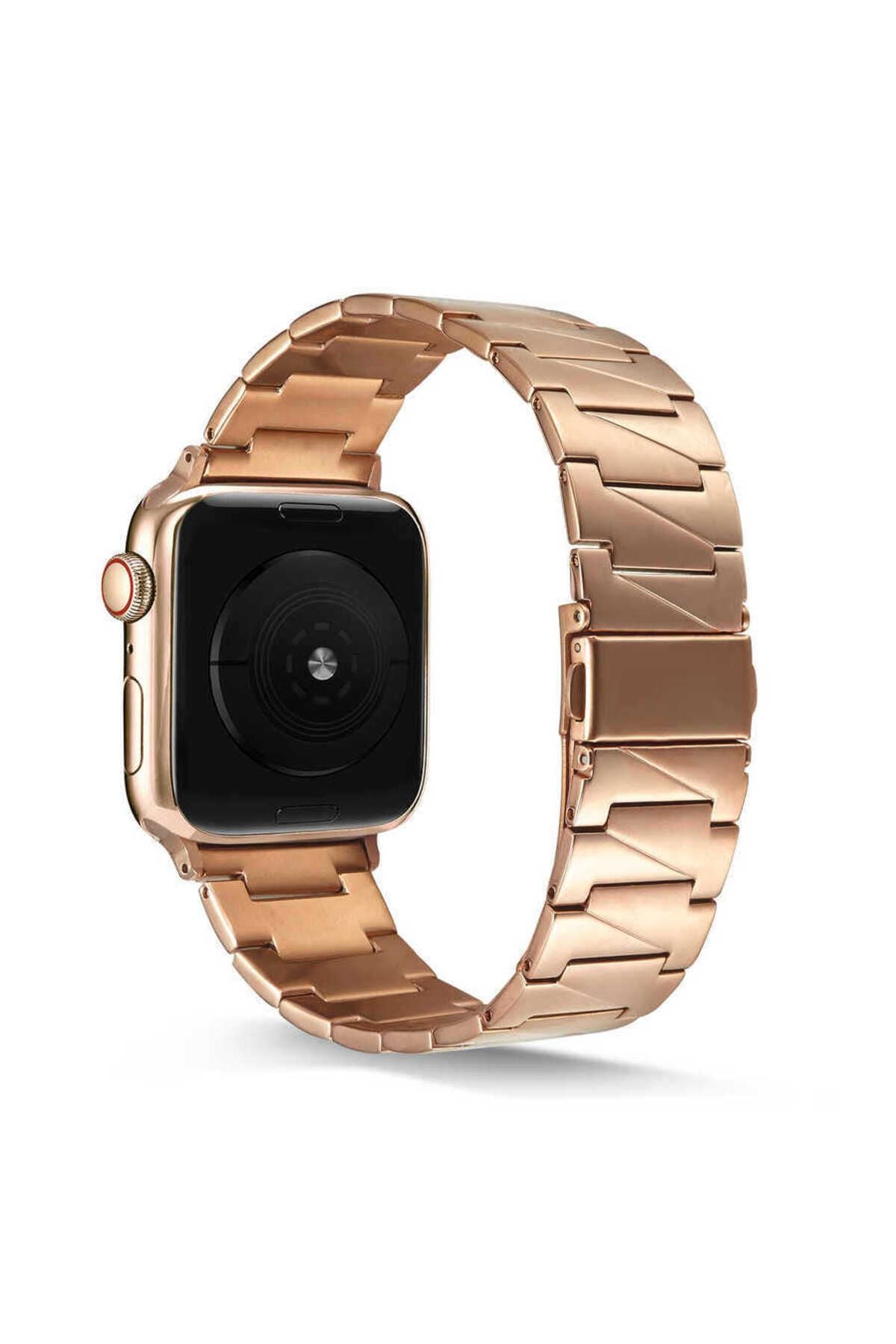 Watch Ultra 49mm Kordon Uyumlu KRD-48 Metal Strap Kayış CLO- Rose Gold