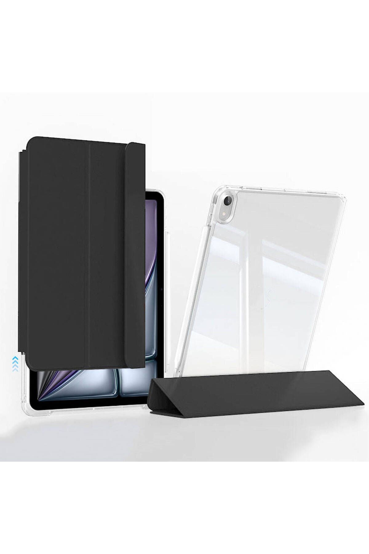 Apple iPad Air 11 2024 Kılıf Magnetik Ayrılabilen AiHTTgli Uyumlu Zore Sliding Tablet Kılıfı-Siyah