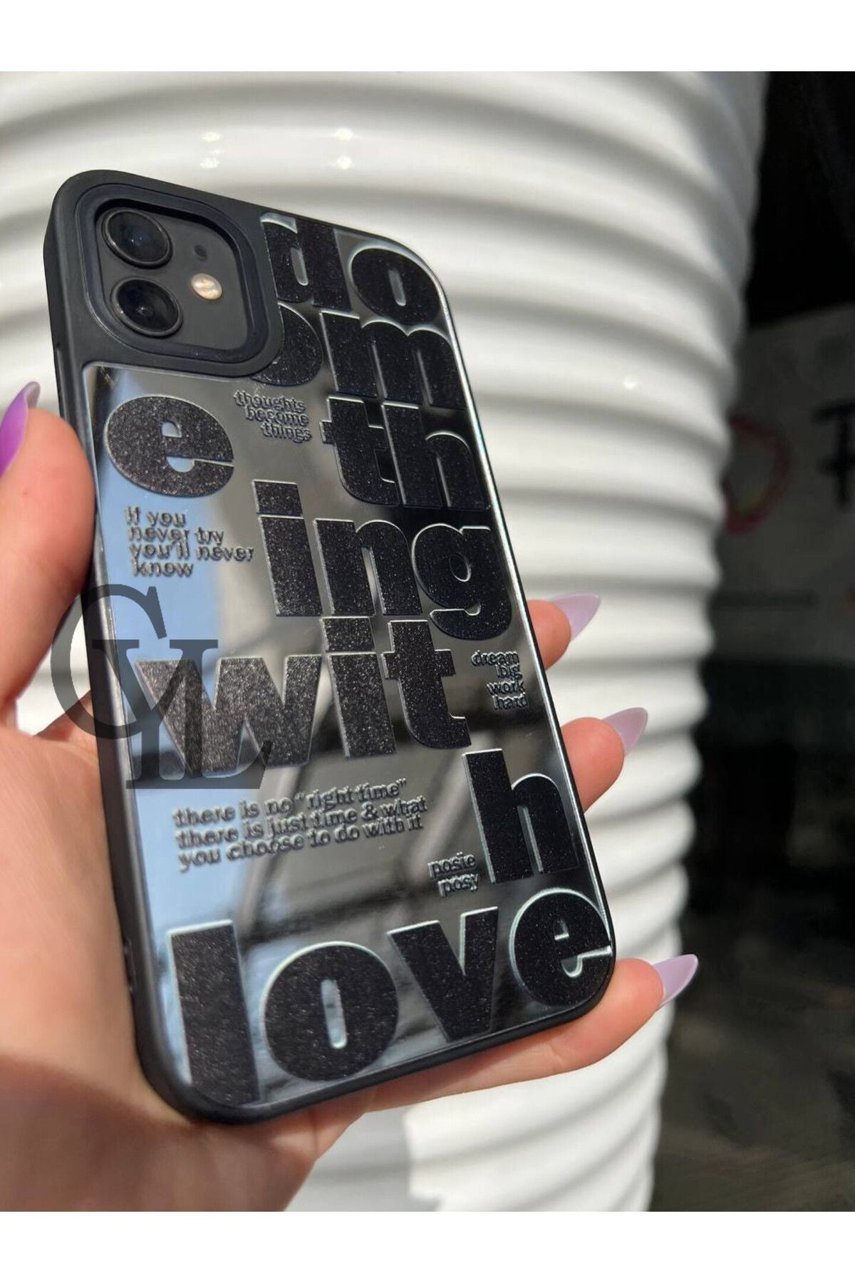 Uyumlu iPhone 8 Plus Kılıf Aynalı Love Desenli Kamera Korumalı Parlak Zore Mirror Kapak