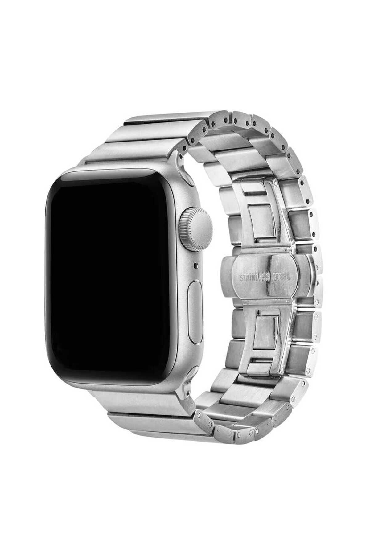 Watch Ultra 49mm Kordon Uyumlu KRD-41 Metal Strap Kayış CLO- Gold