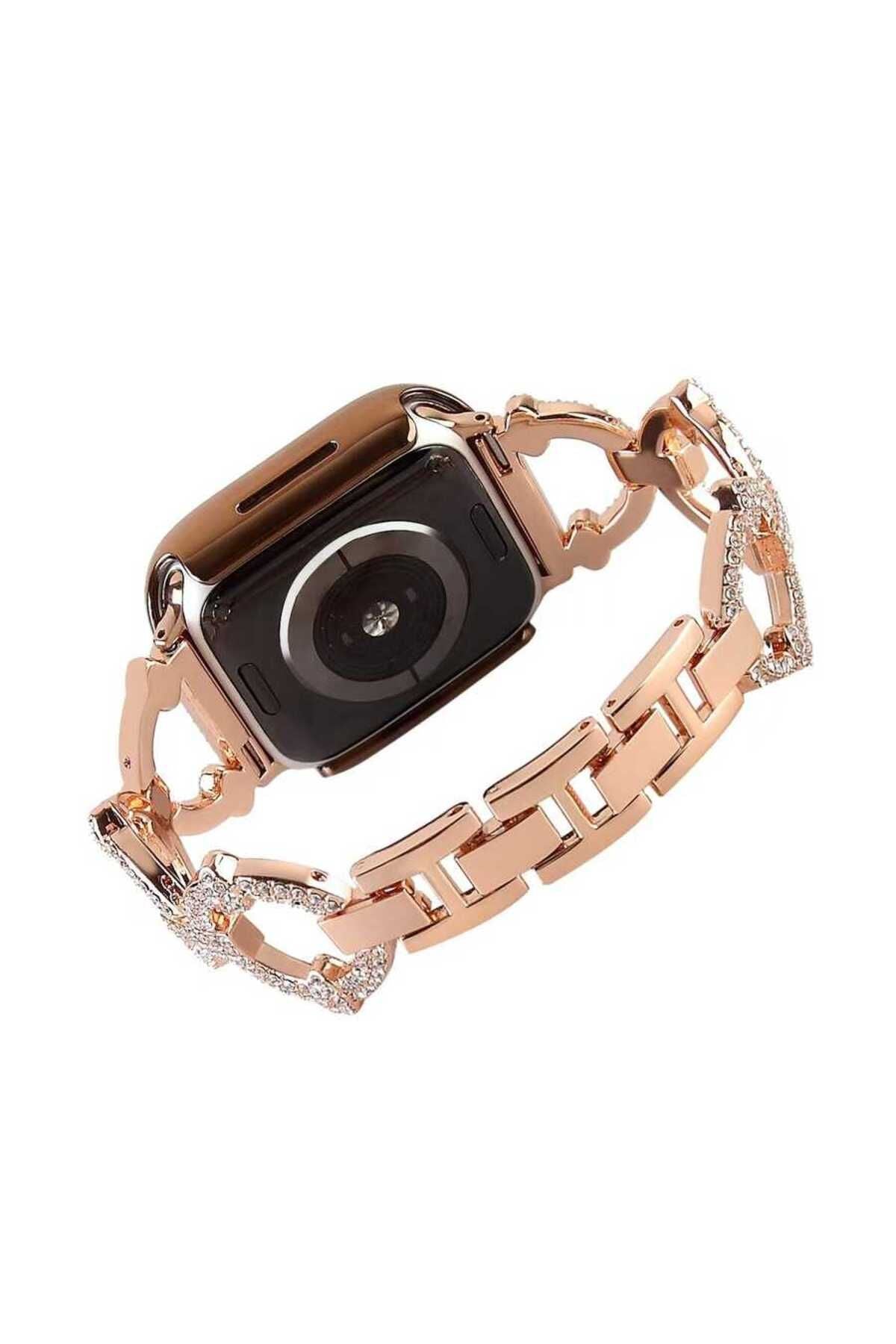 Watch Ultra 49mm Kordon Uyumlu KRD-57 Metal Strap Kayış CLO- Rose Gold
