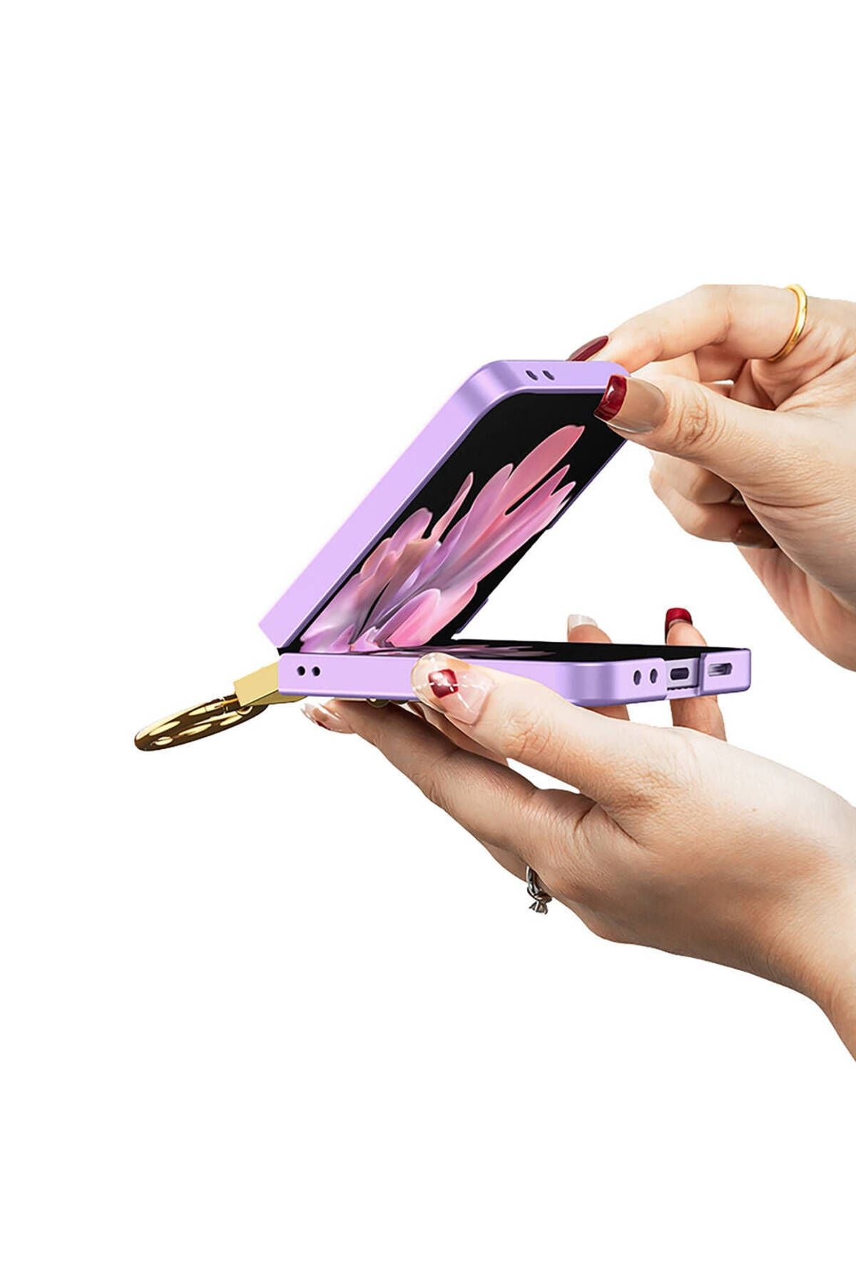 Galaxy Z Flip 6 Kılıf Zore Z Harfli Yüzüklü Kıpta Kapak-Koyu Yeşil