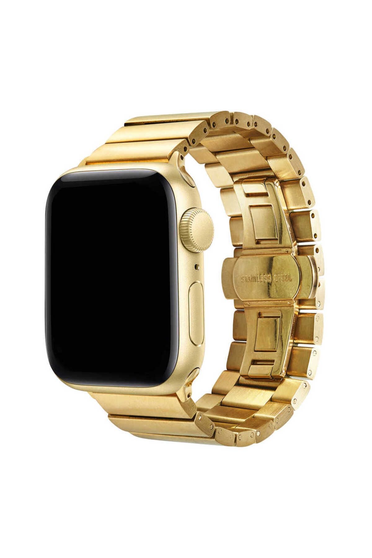 Watch Ultra 49mm Kordon Uyumlu KRD-41 Metal Strap Kayış CLO- Gold