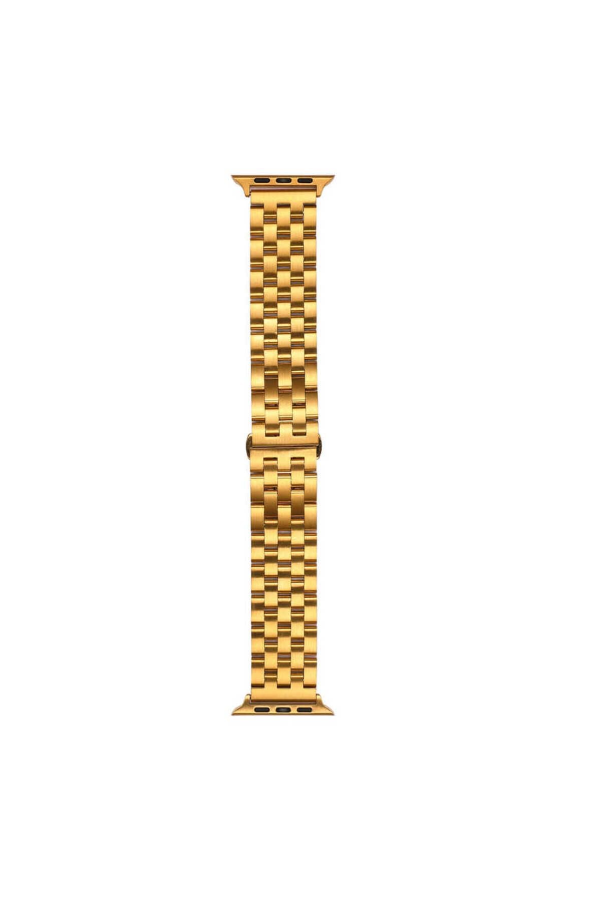 Watch Ultra 49mm Kordon Uyumlu KRD-20 Metal Strap Kayış CLO- Gold